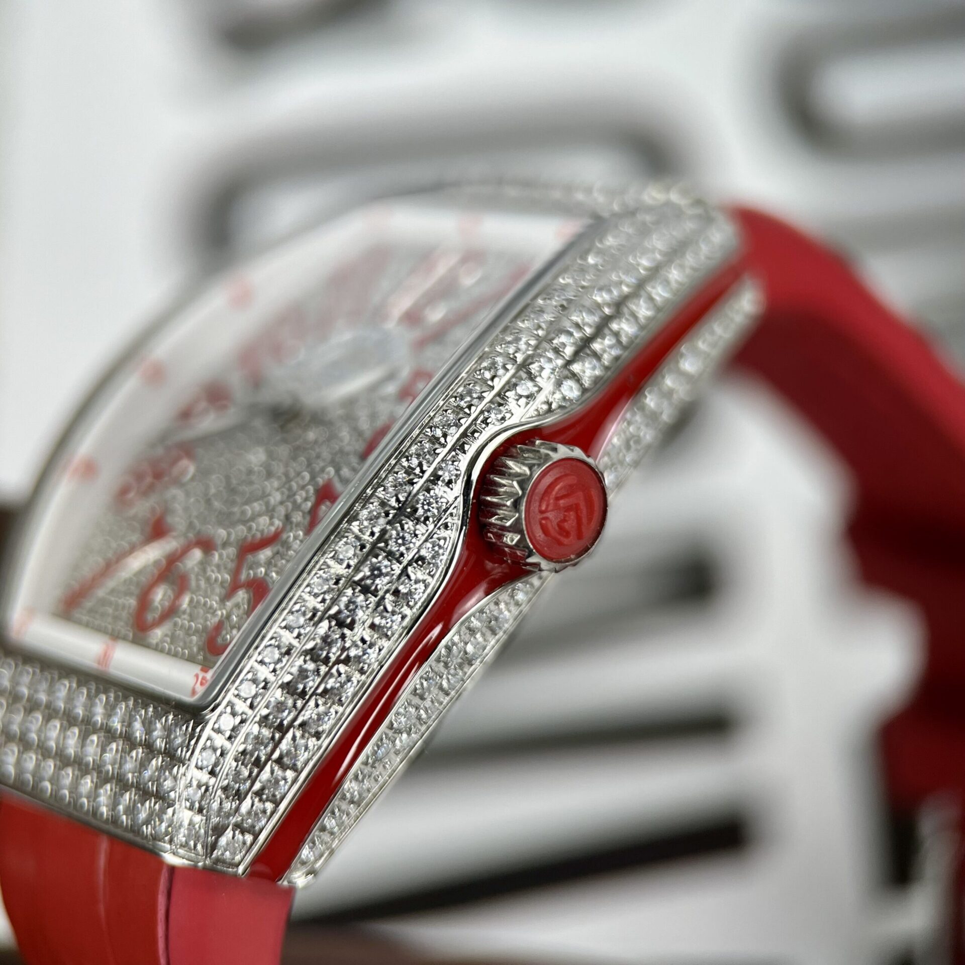 replica Franck Muller Vanguard V45 Replica Watch With Full RoseGold Diamonds ABF 45mm WATCHES 3 