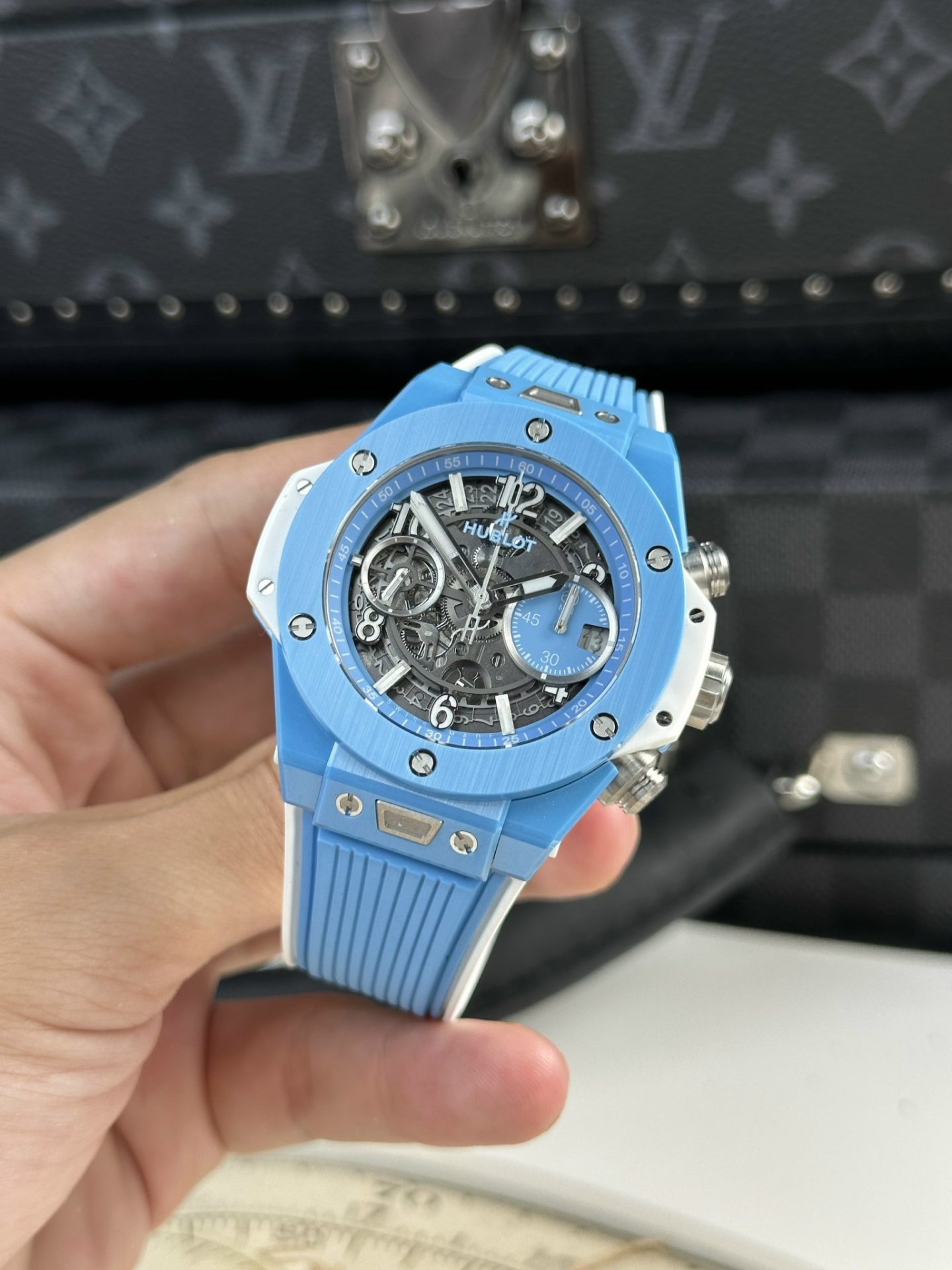 replica Hublot Replica Watch Big Bang Sang Bleu II Titanium Black Dial BBF 45mm WATCHES 3 