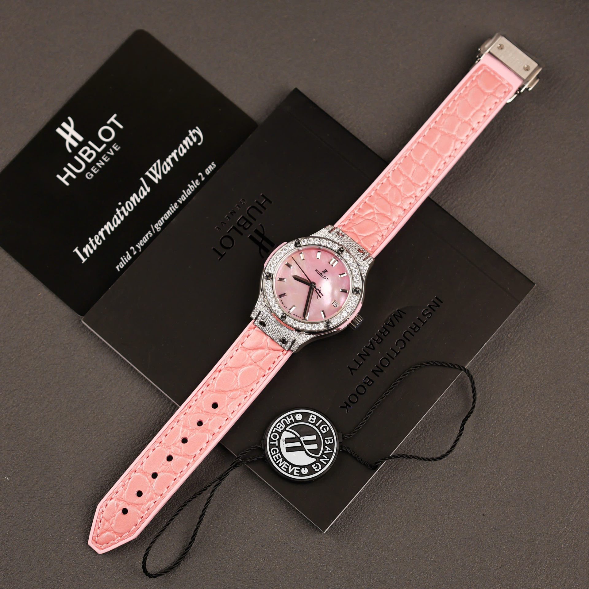 replica Hublot Replica Watch Classic Fussion Custom Blue Dial Moissanite Diamonds 33mm WATCHES 3 