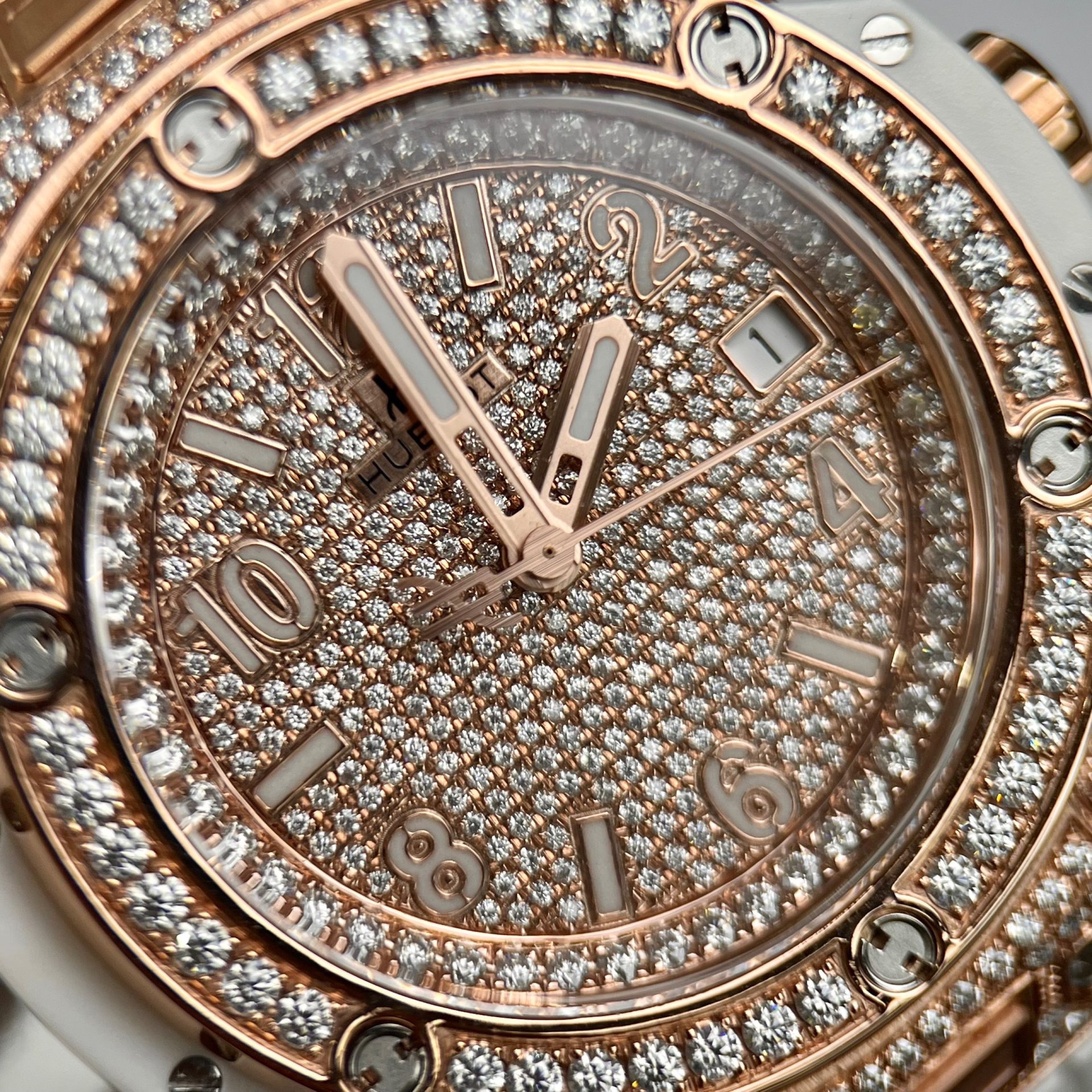 replica Hublot Fake Watch Big Bang Chronograph Blue Custom Moissanite Diamonds 44mm WATCHES 3 