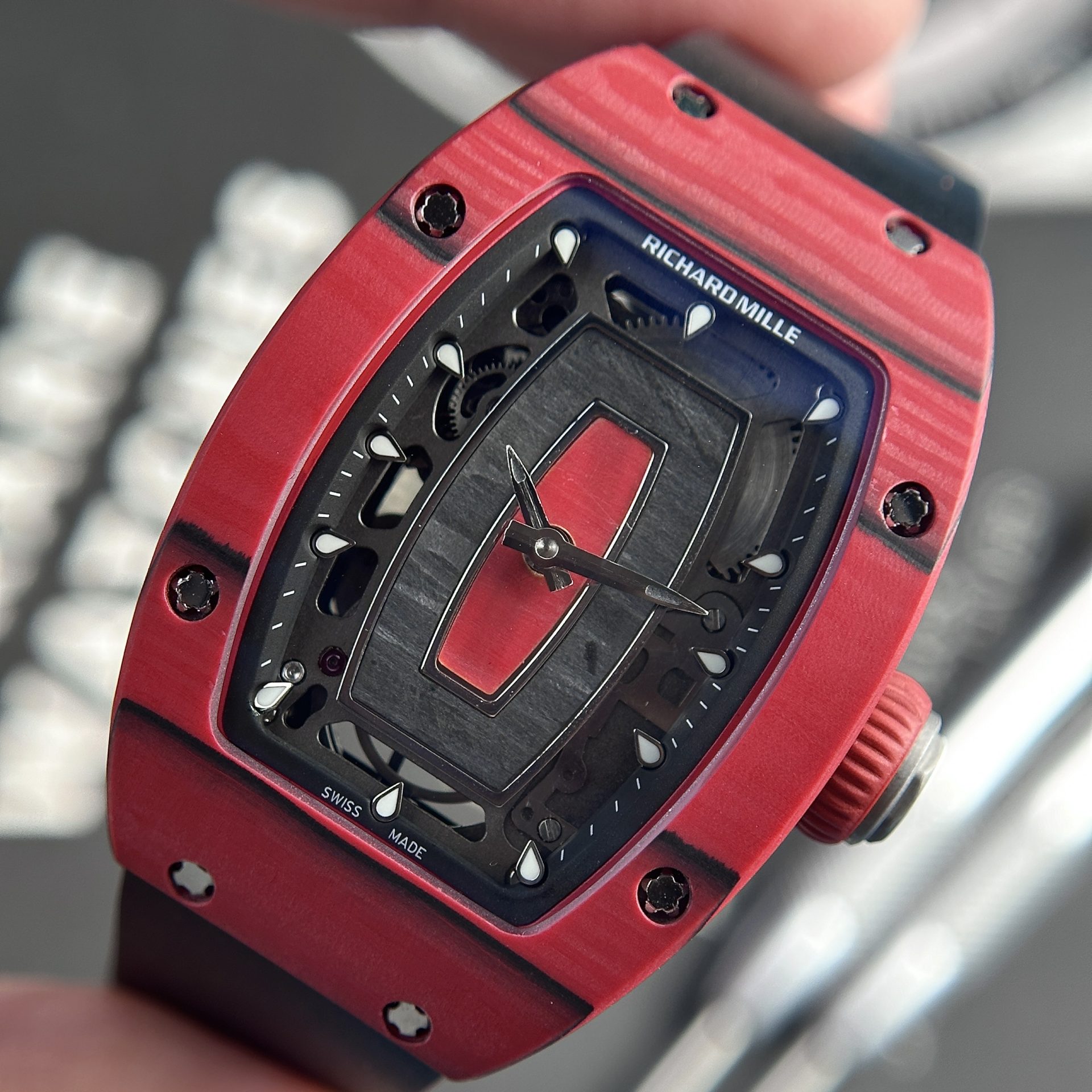 replica Richard Mille Replica Watch RM007 Black Dial Full CZ 36mm WATCHES 3 