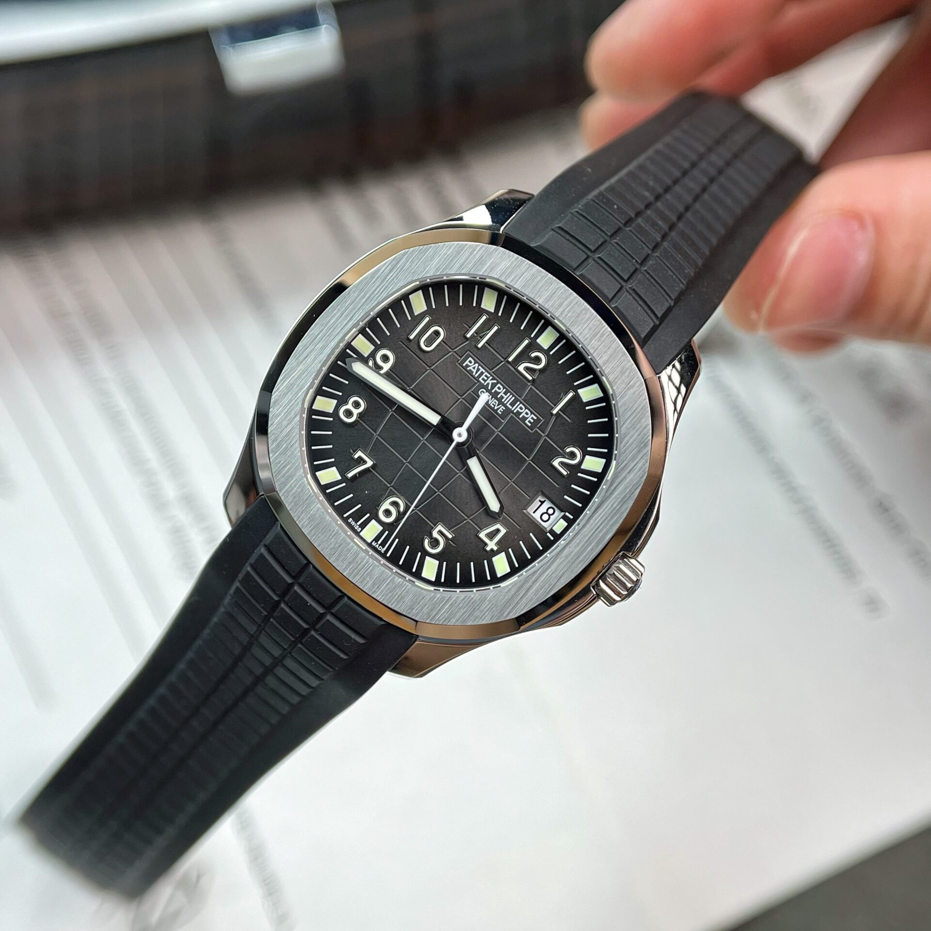 replica Patek Philippe Replica Watch Aquanaut 5067 Dial Brown Custom Diamonds Moissanite 35.6mm WATCHES 3 