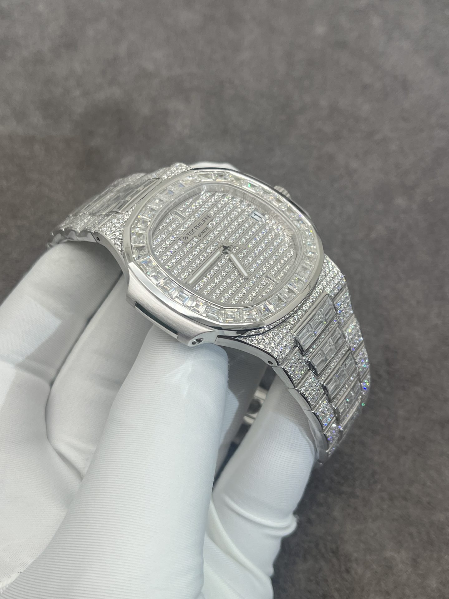 replica Patek Philippe Best Replica Watch Nautilus 5719 Gold Wrapped & Moissanite Diamonds Custom 40mm WATCHES 3 