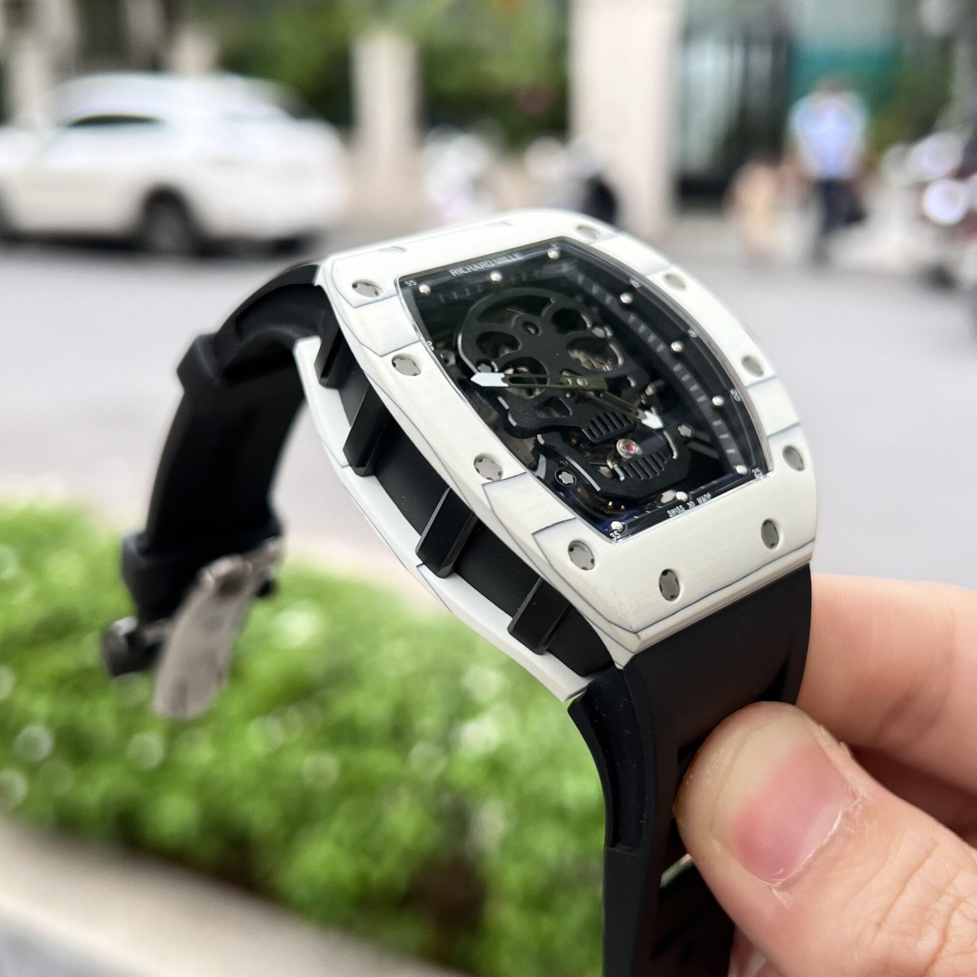 replica Richard Mille Best Replica Watch RM07-01 Red Carbon Rubber Strap 32x46mm WATCHES 3 