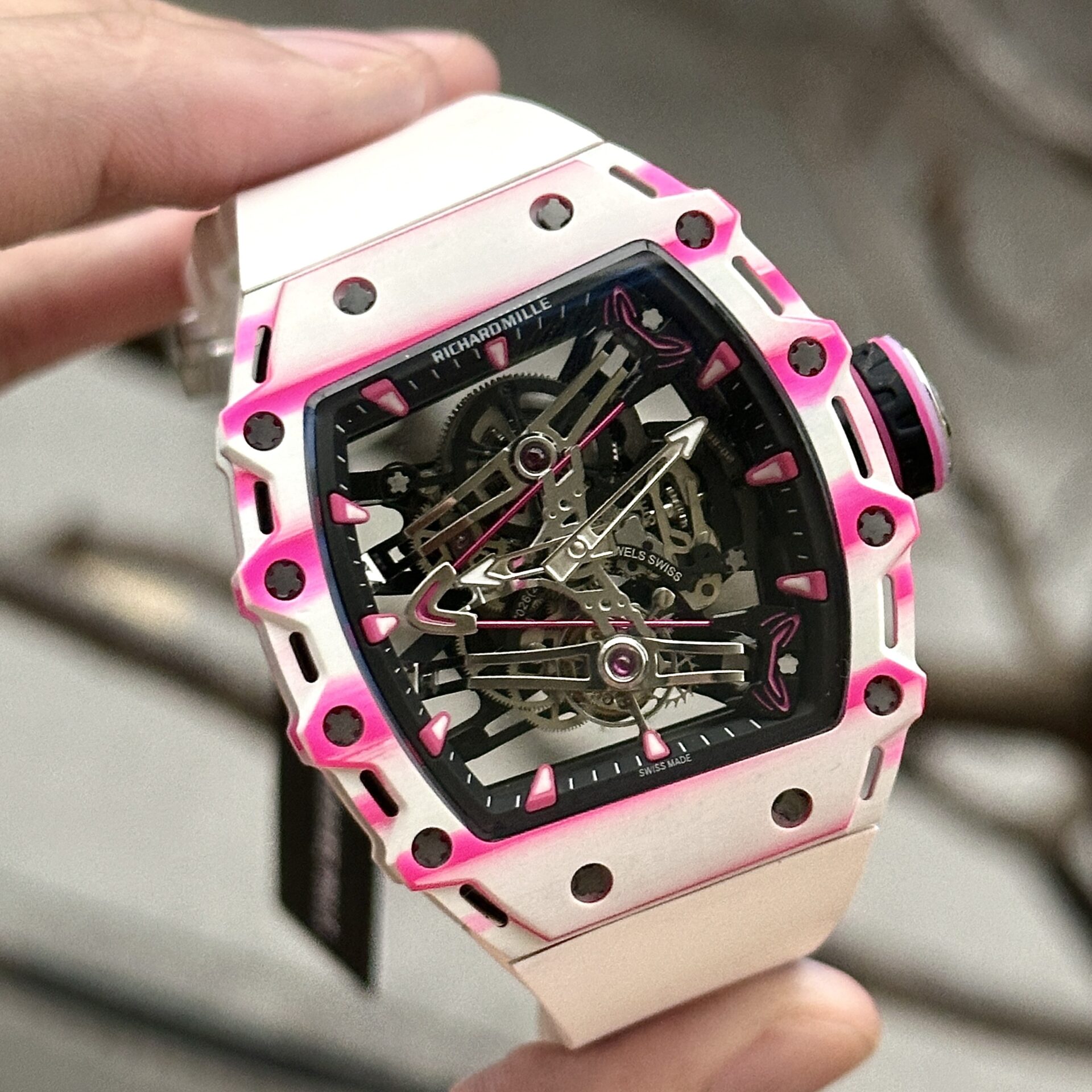 replica Richard Mille Replica Watches RM07-01 Red Carbon Rubber Strap 32x46mm WATCHES 3 