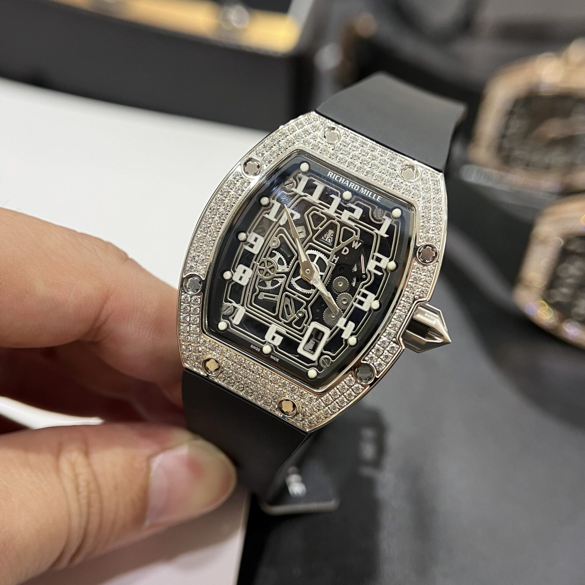 replica Richard Mille Replica Watch RM055 Carbon White Rubber Strap 45mm WATCHES 3 