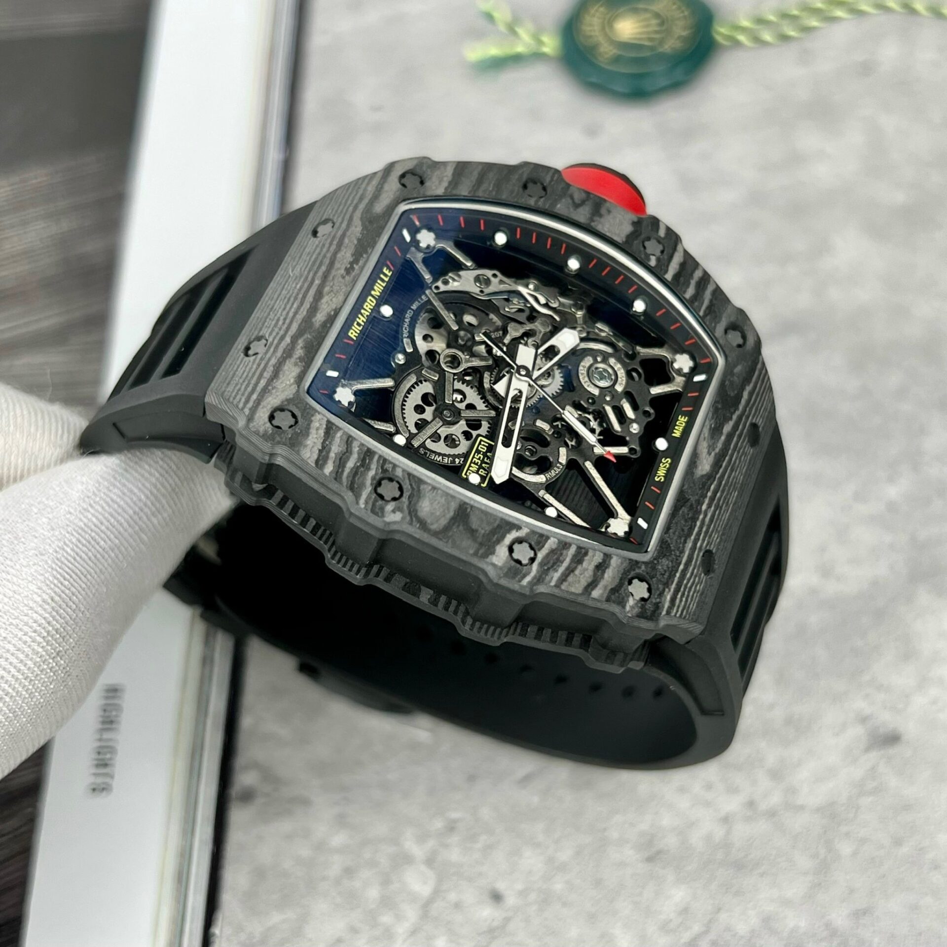 replica Richard Mille Replica Watch RM055 White Ceramic Rubber Strap ZF Factory 45mm WATCHES 3 