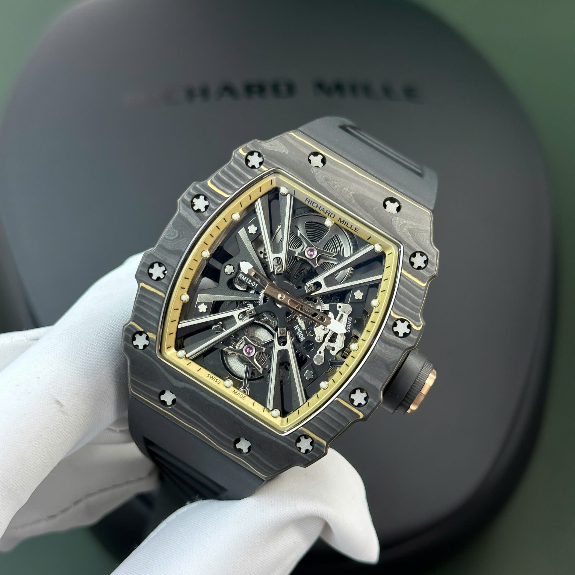 replica Richard Mille Replica Watch RM59-01 Yohan Blake Tourbillon Carbon Green 43x50mm WATCHES 3 
