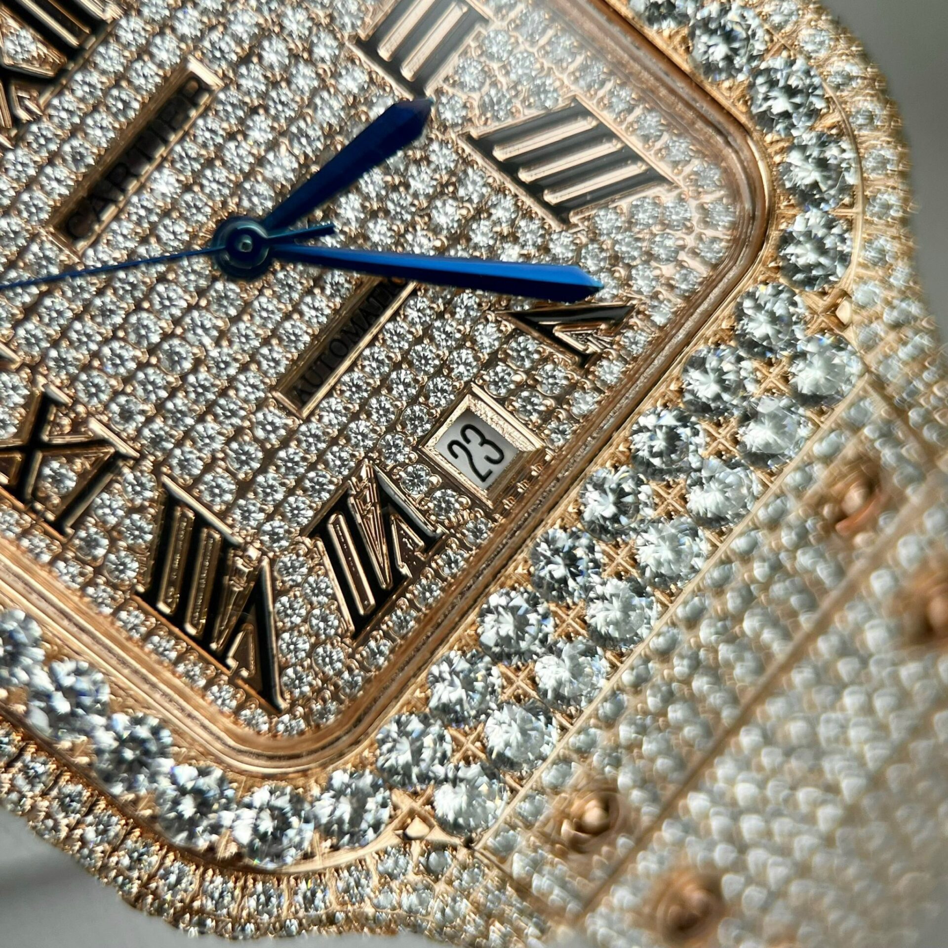 replica Cartier Replica Watches Santos Black Dial Roman Numeral Pile BV Factory 39.8mm WATCHES 4 