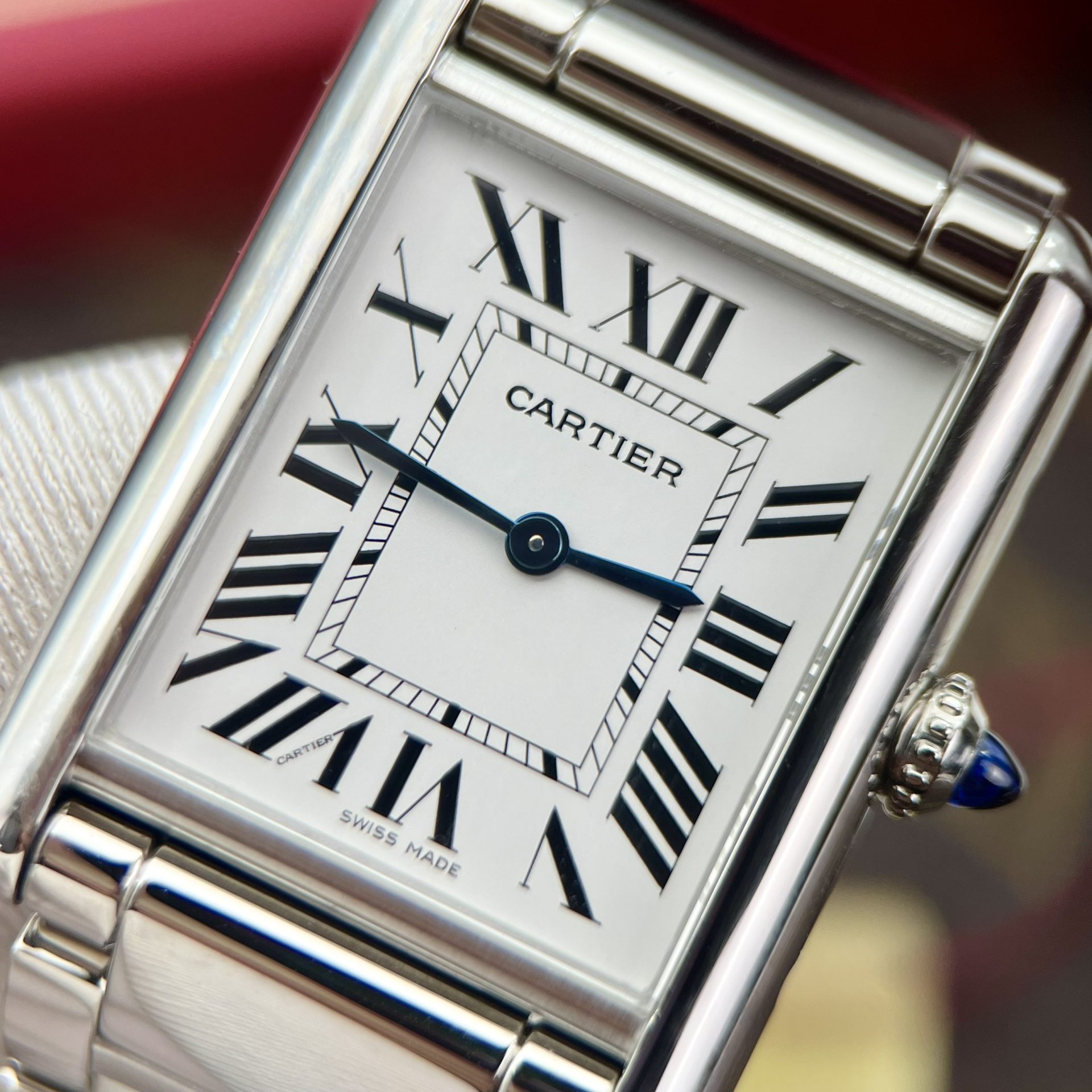 replica Cartier Santos Replica Watch Blue Dial Custom Moissanite Diamonds 39.8mm WATCHES 4 