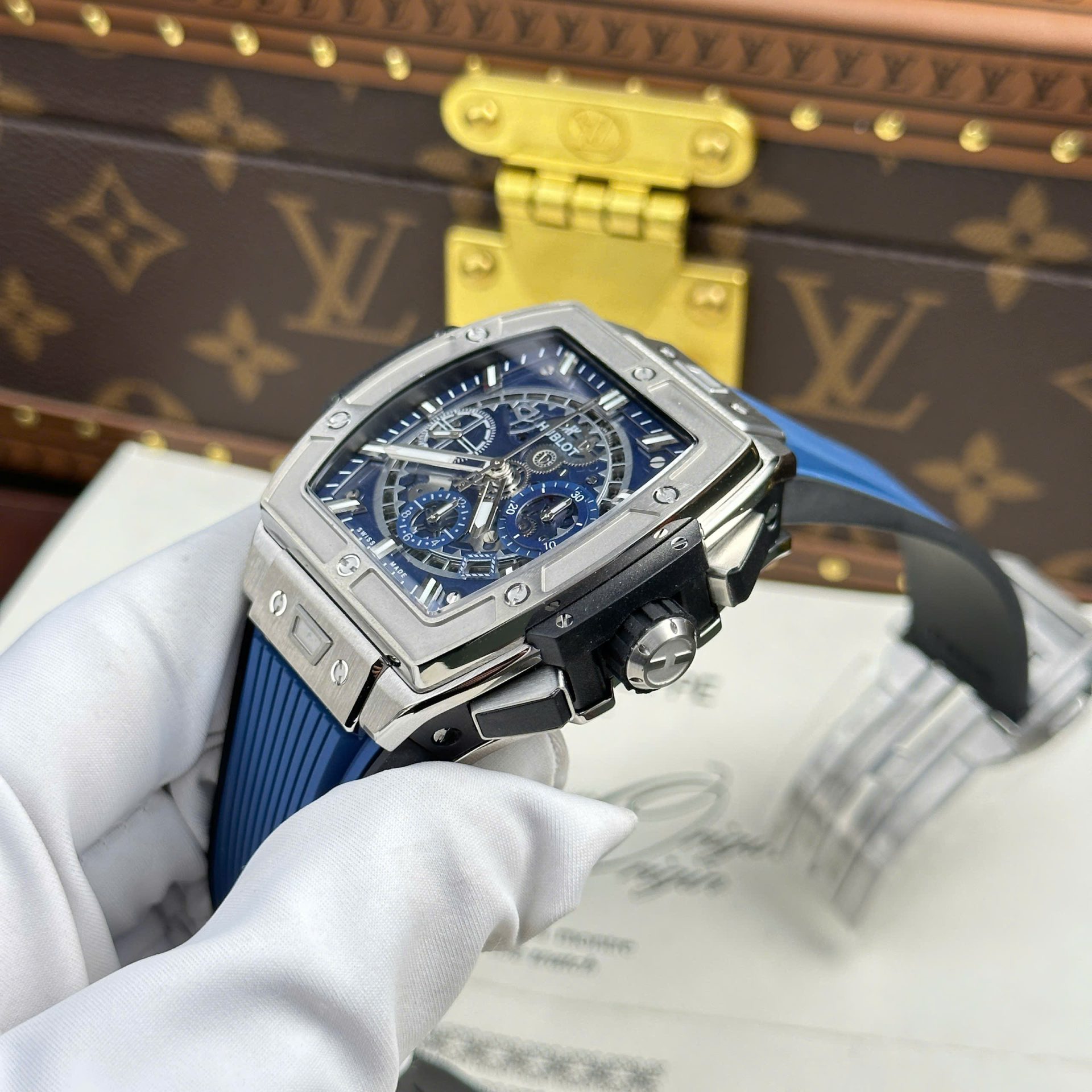 replica Hublot Best Replica Watch Big Bang Sang Bleu II King Gold White Dial BBF 45mm WATCHES 4 