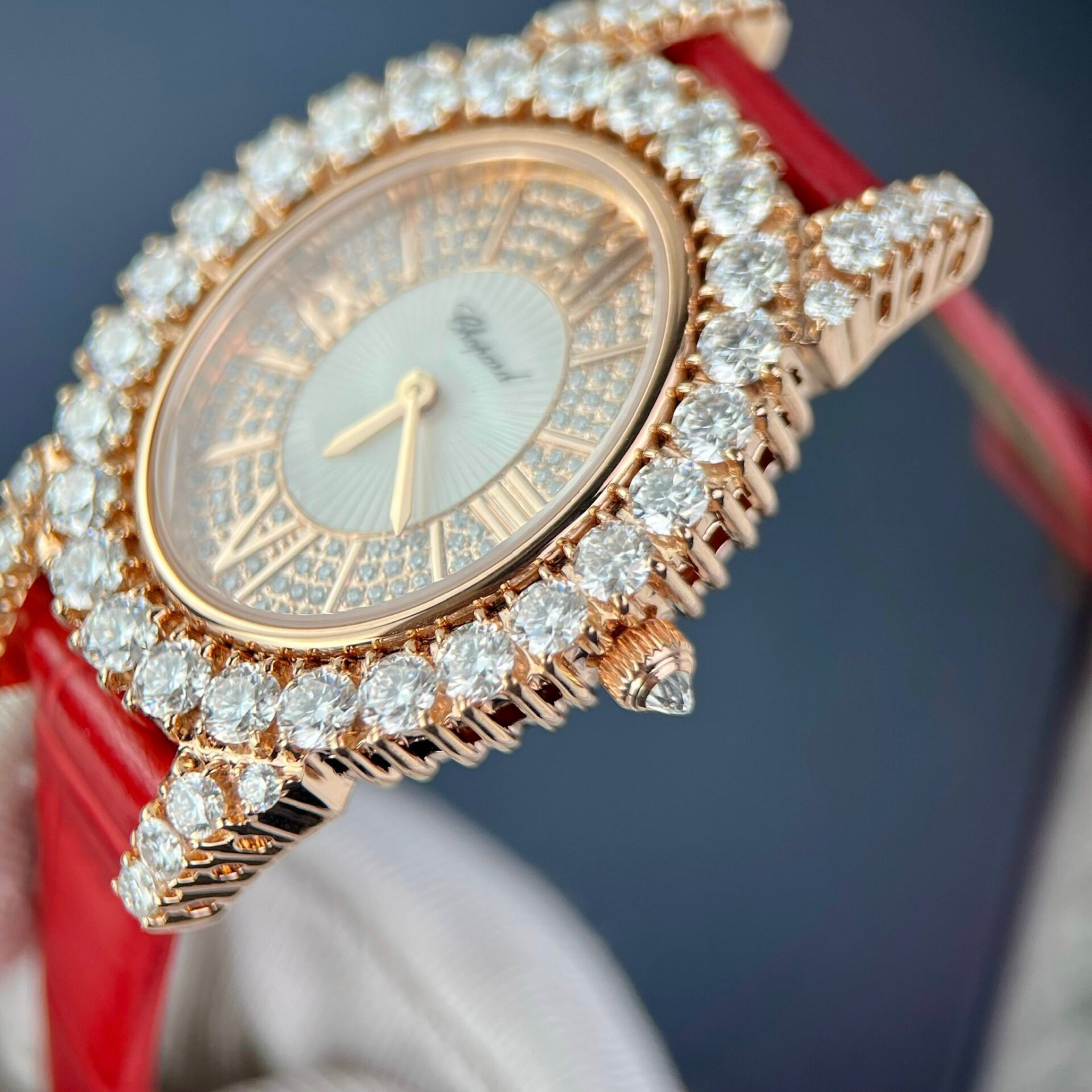 replica Chopard Replica Watch With Moissanite Diamond Leather Strap 30mm WATCHES 4 