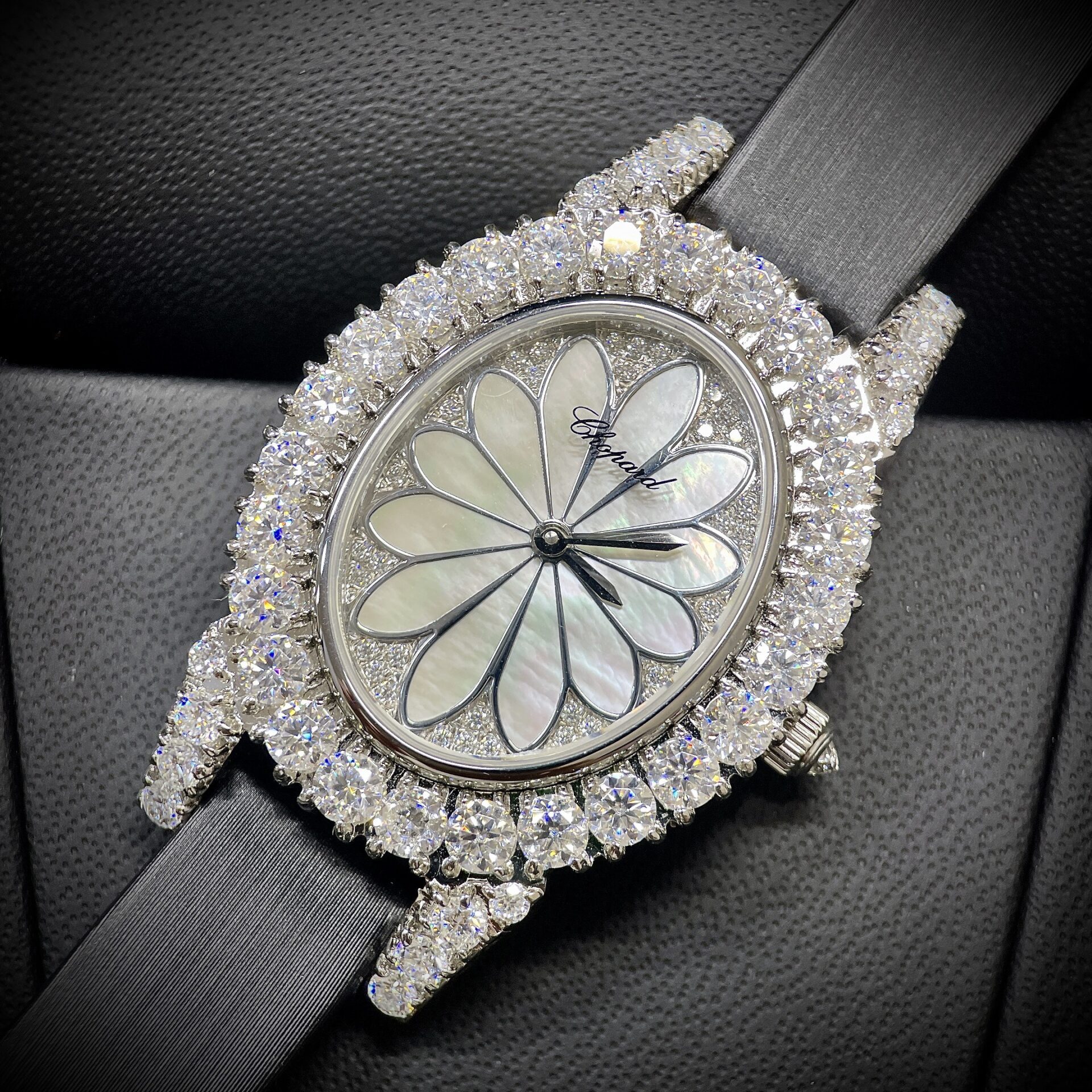 replica Chopard Full Moissanite Diamonds Replica Watch Gold Wrapped 34mm WATCHES 4 