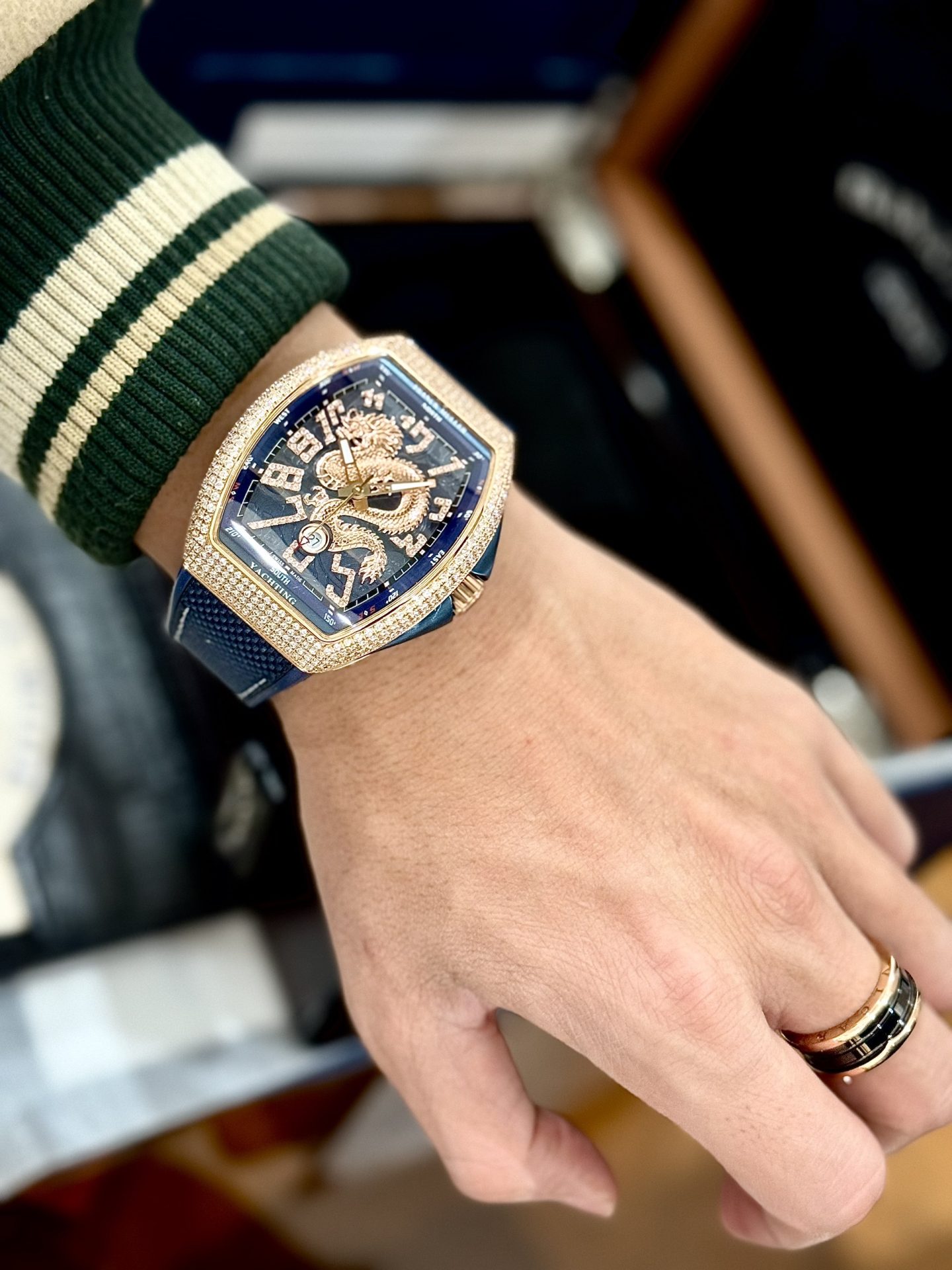 replica Franck Muller Vanguard V45 Replica Watch With Full RoseGold Diamonds ABF 45mm WATCHES 4 