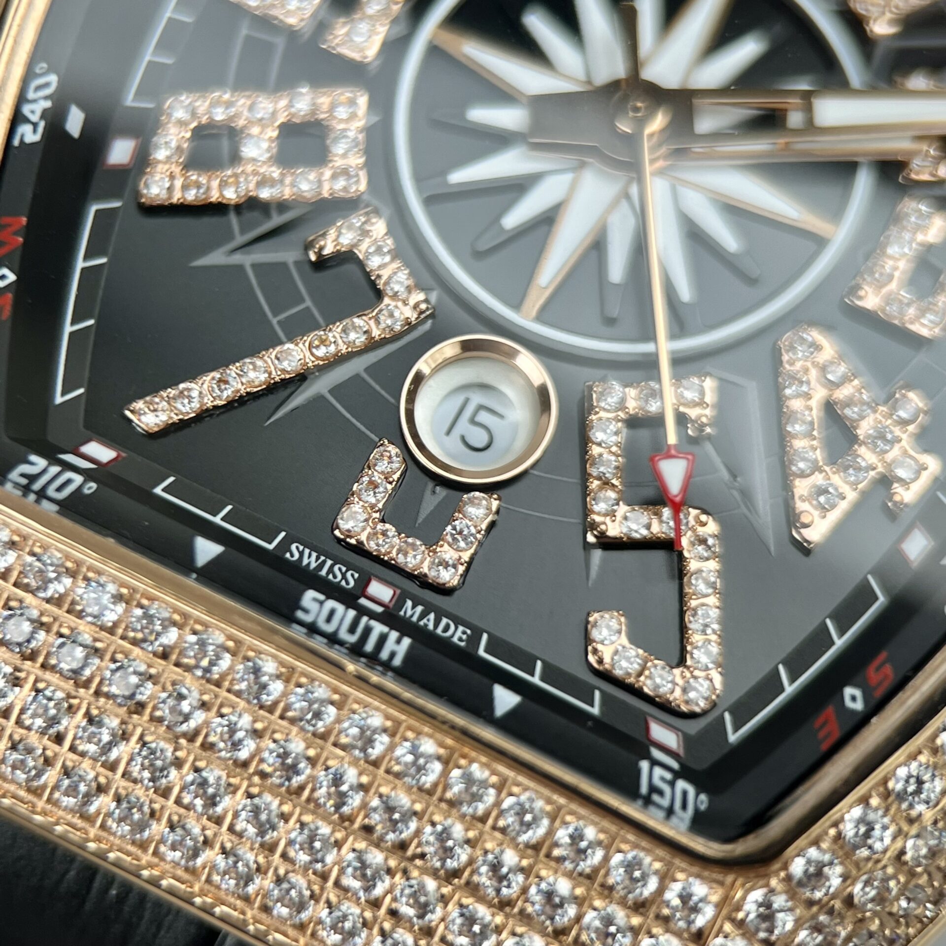 replica Franck Muller Vanguard V45 Replica Watch With Full RoseGold Diamonds ABF 45mm WATCHES 4 
