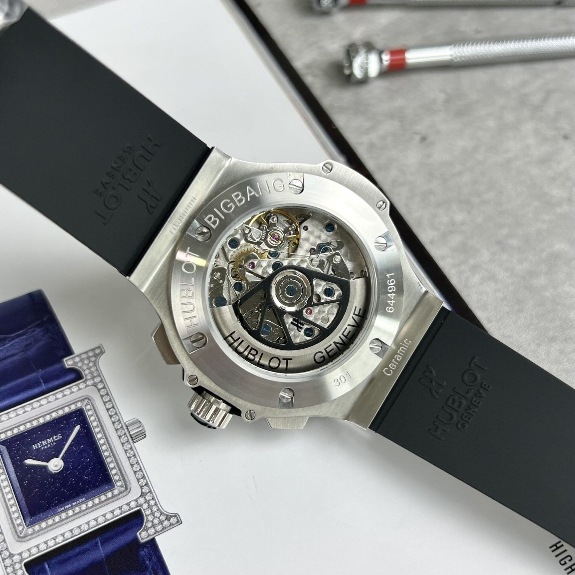 replica Hublot Fake Watch Big Bang Chronograph Blue Custom Moissanite Diamonds 44mm WATCHES 4 