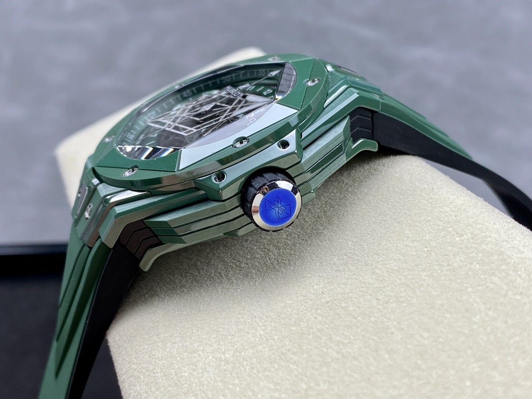 replica Hublot Fake Watch Big Bang Chronograph Blue Custom Moissanite Diamonds 44mm WATCHES 4 