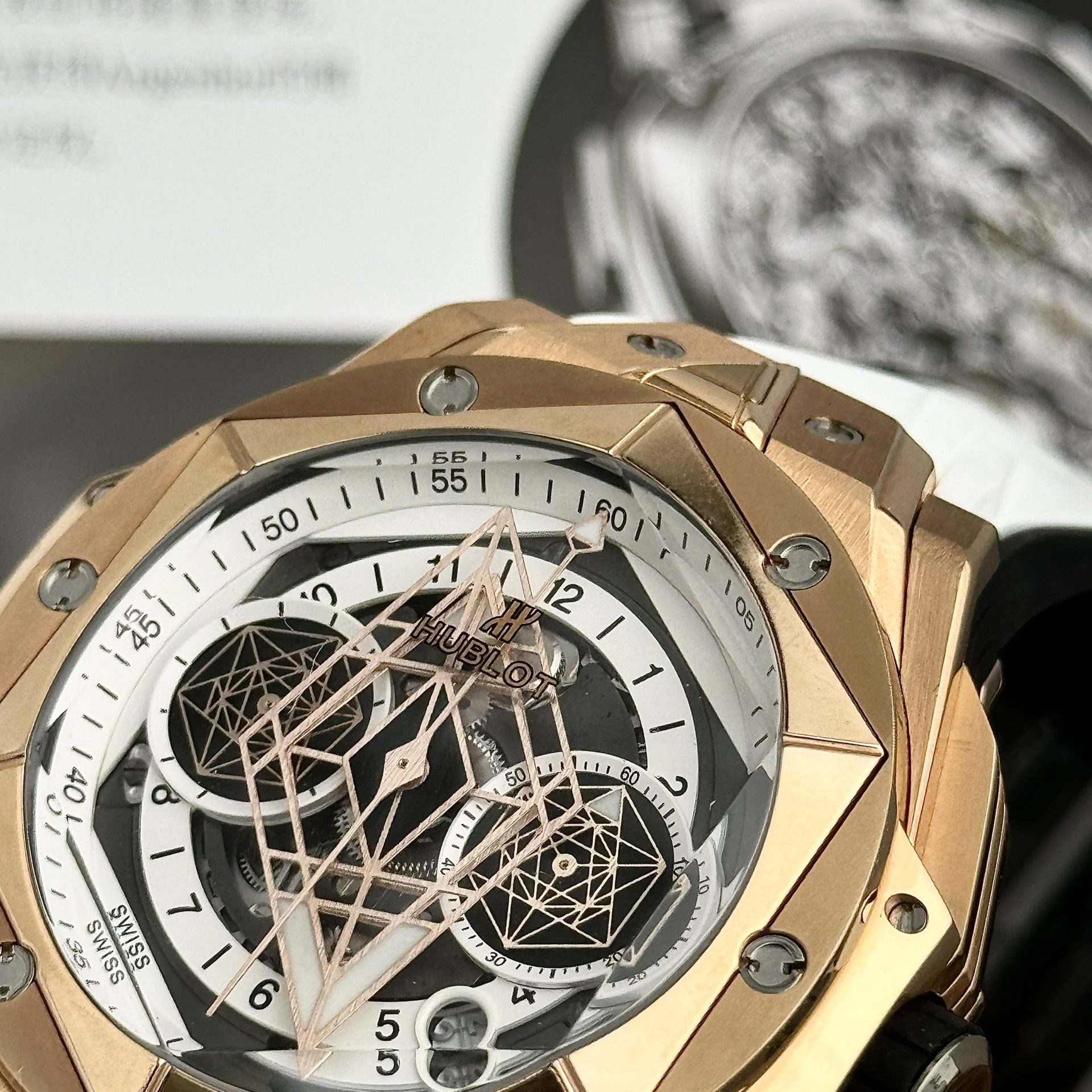 replica Hublot Fake Watch Big Bang Sang Bleu II King Gold HB Factory 44mm WATCHES 4 
