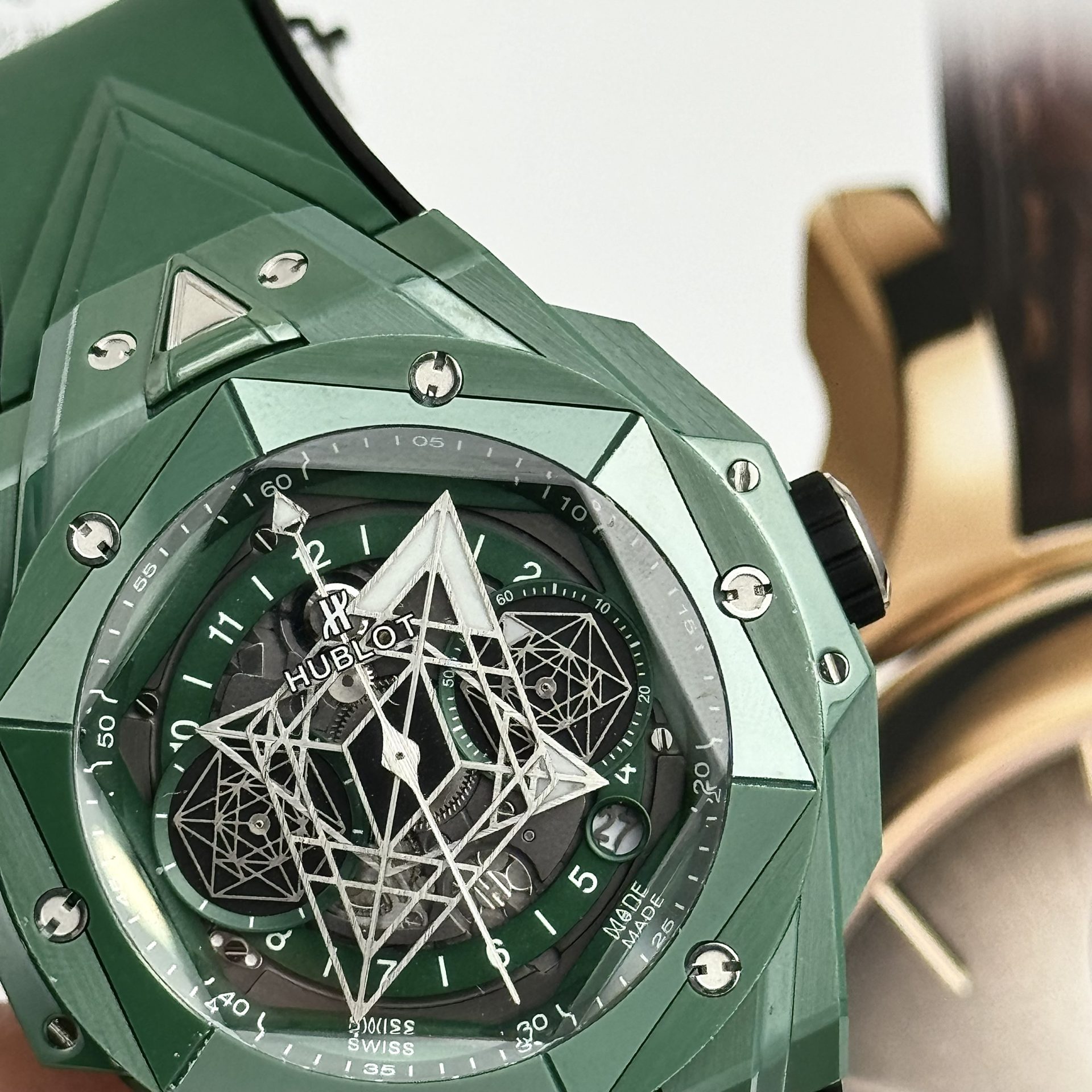 replica Hublot Best Replica Watch Square Bang King Gold Custom Moissanite Diamonds BBF 42mm WATCHES 4 