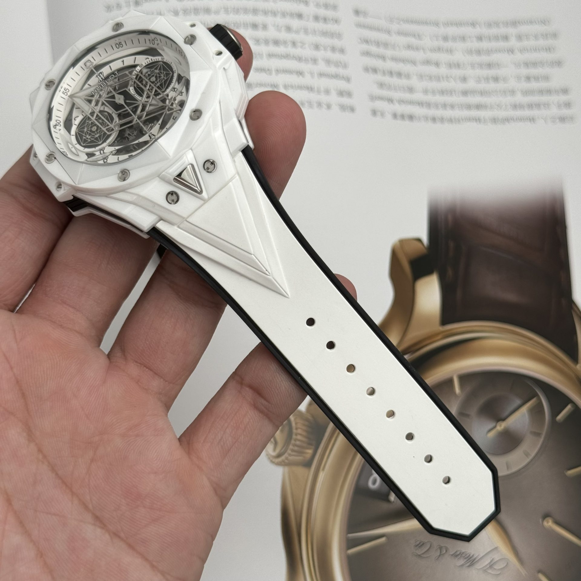 replica Hublot Replica Watches Square Bang Unico Ceramic White BBF Factory 42mm WATCHES 4 
