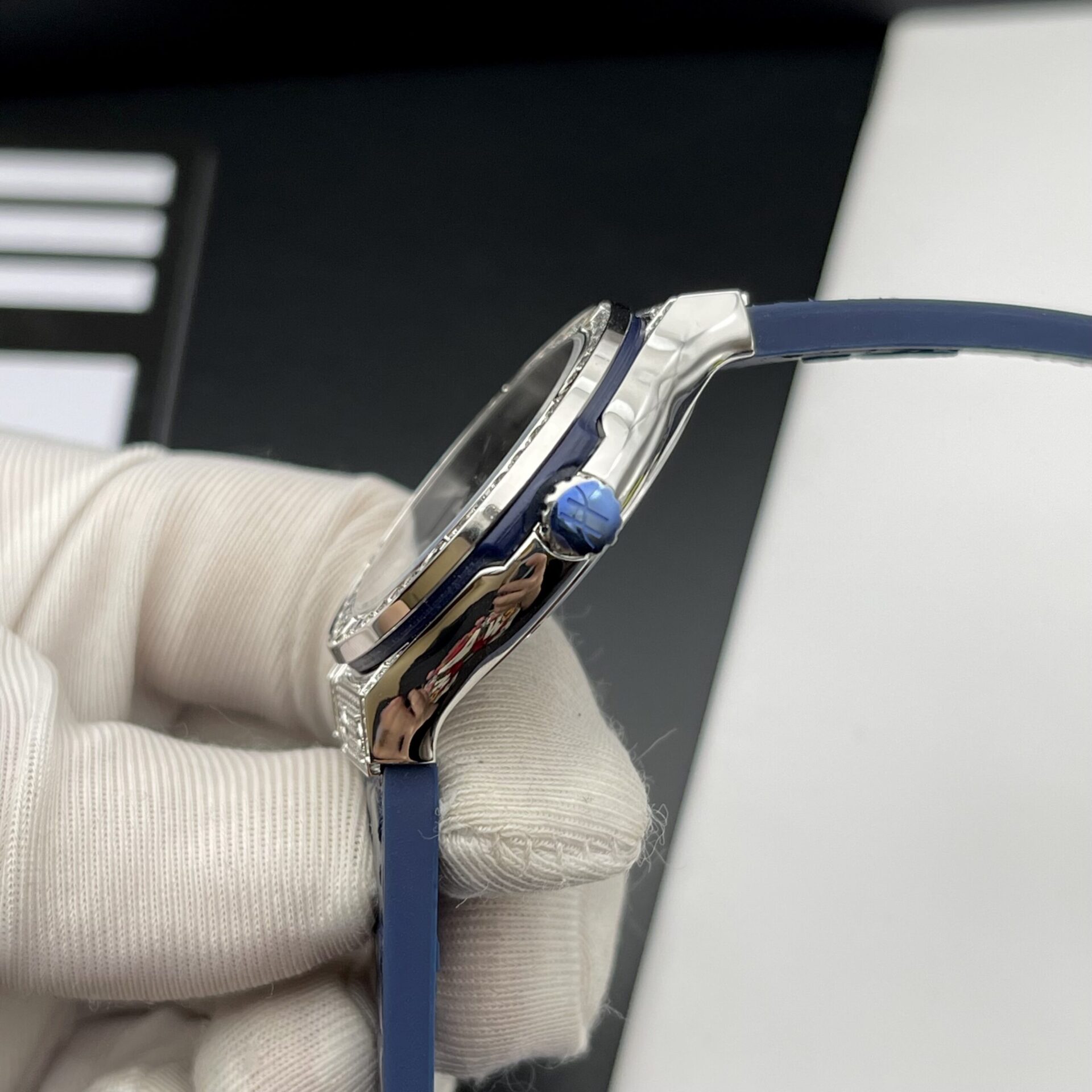 replica Hublot Fake Watch Big Bang One Click Dial Blue Custom Diamonds Moissanite 39mm WATCHES 4 