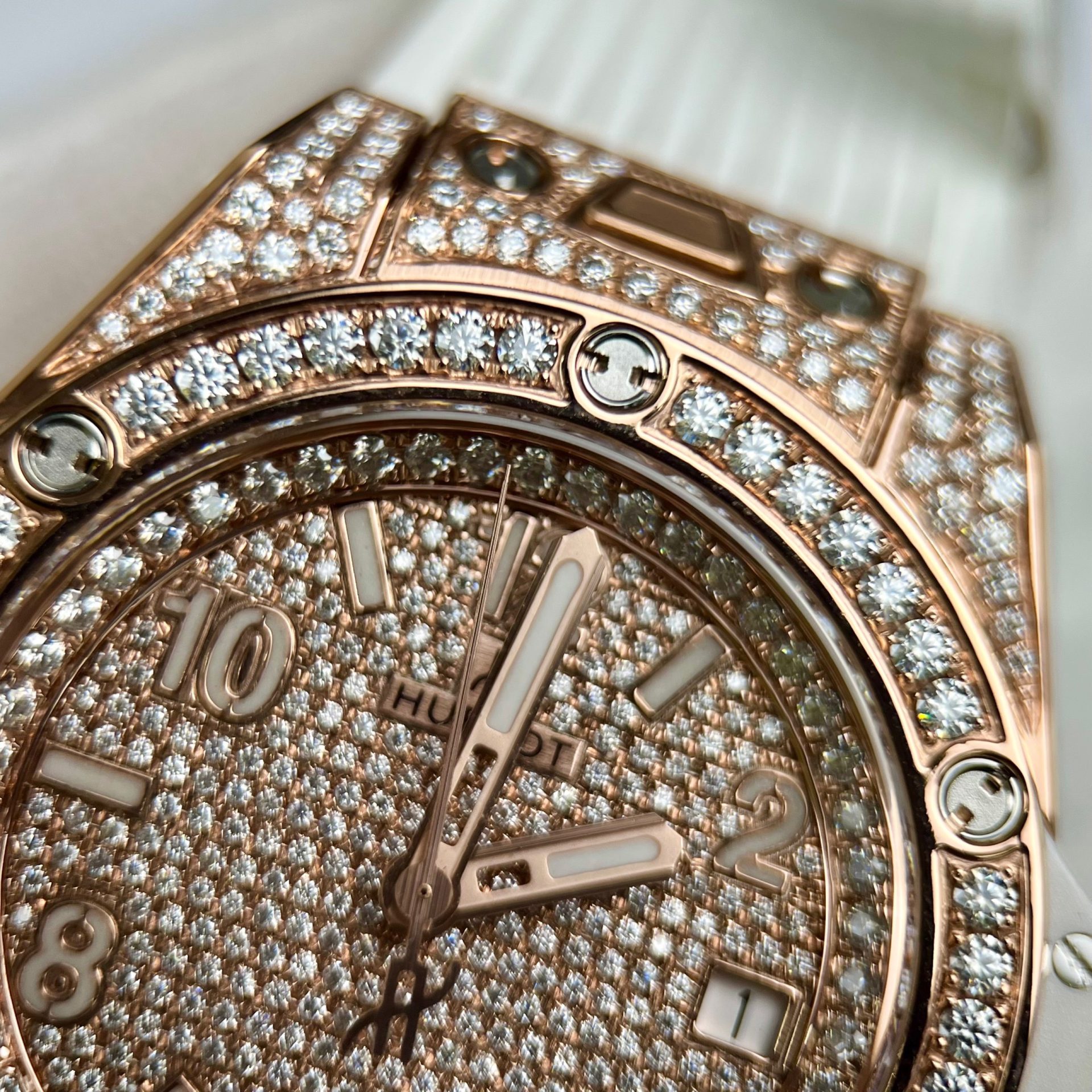 replica Hublot Fake Watch Big Bang Chronograph Blue Custom Moissanite Diamonds 44mm WATCHES 4 