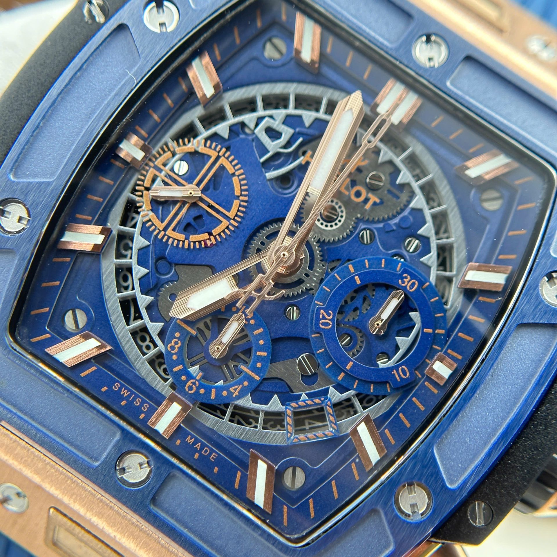 replica Hublot Replica Watch Classic Fussion Custom Blue Dial Moissanite Diamonds 33mm WATCHES 4 