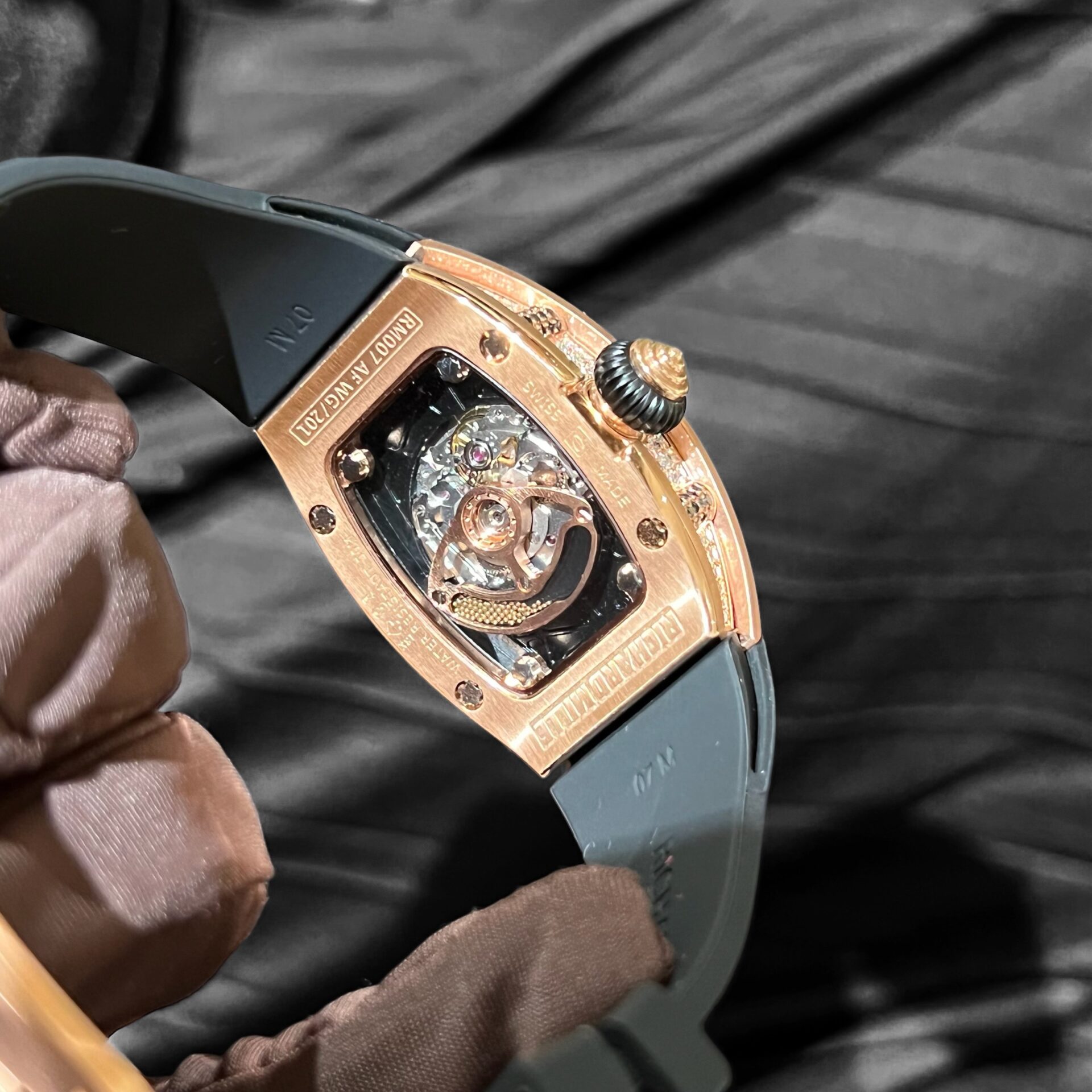 replica Richard Mille Replica Watch RM12-01 Tourbillon Sapphire Rubber Strap 44mm WATCHES 4 