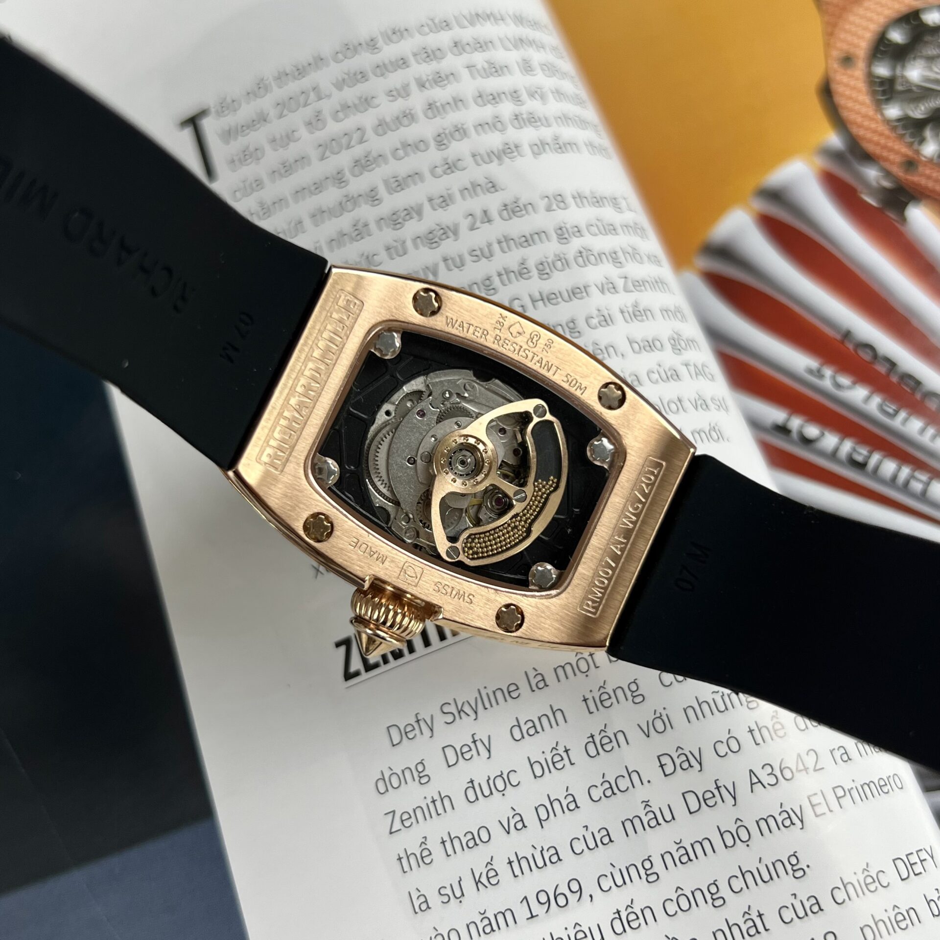 replica Richard Mille Fake Watch RM007 Red Dial Rubber Strap 36mm WATCHES 4 