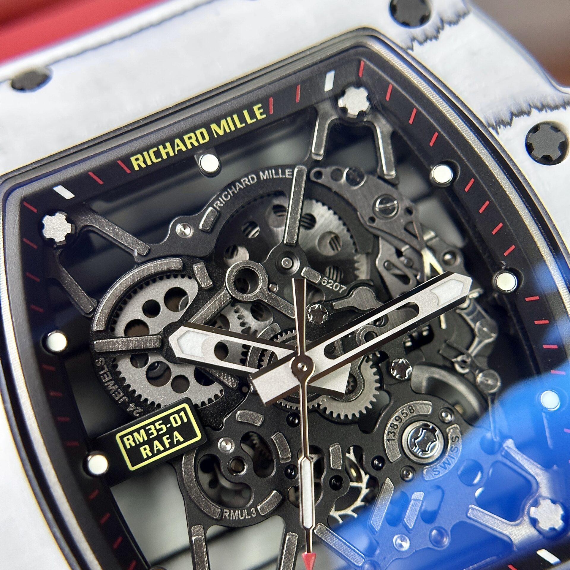 replica Richard Mille Best Replica Watch RM07-01 Red Carbon Rubber Strap 32x46mm WATCHES 4 