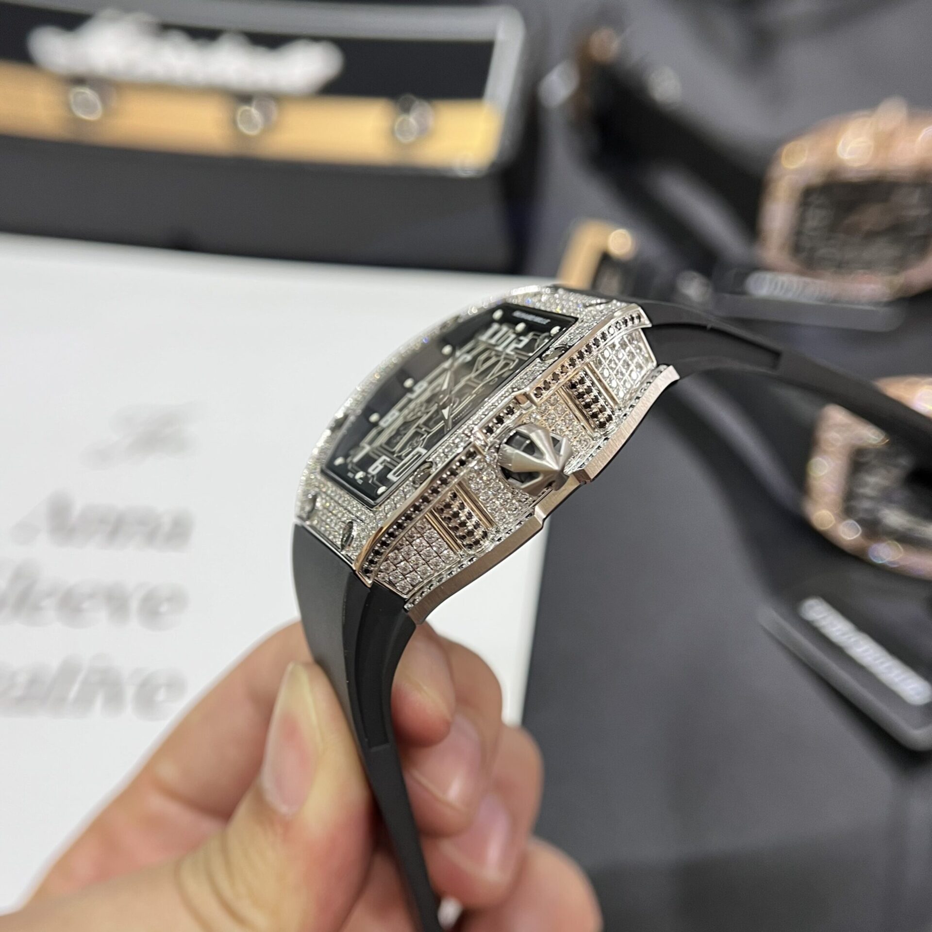 replica Richard Mille Replica Watch RM055 Carbon White Rubber Strap 45mm WATCHES 4 