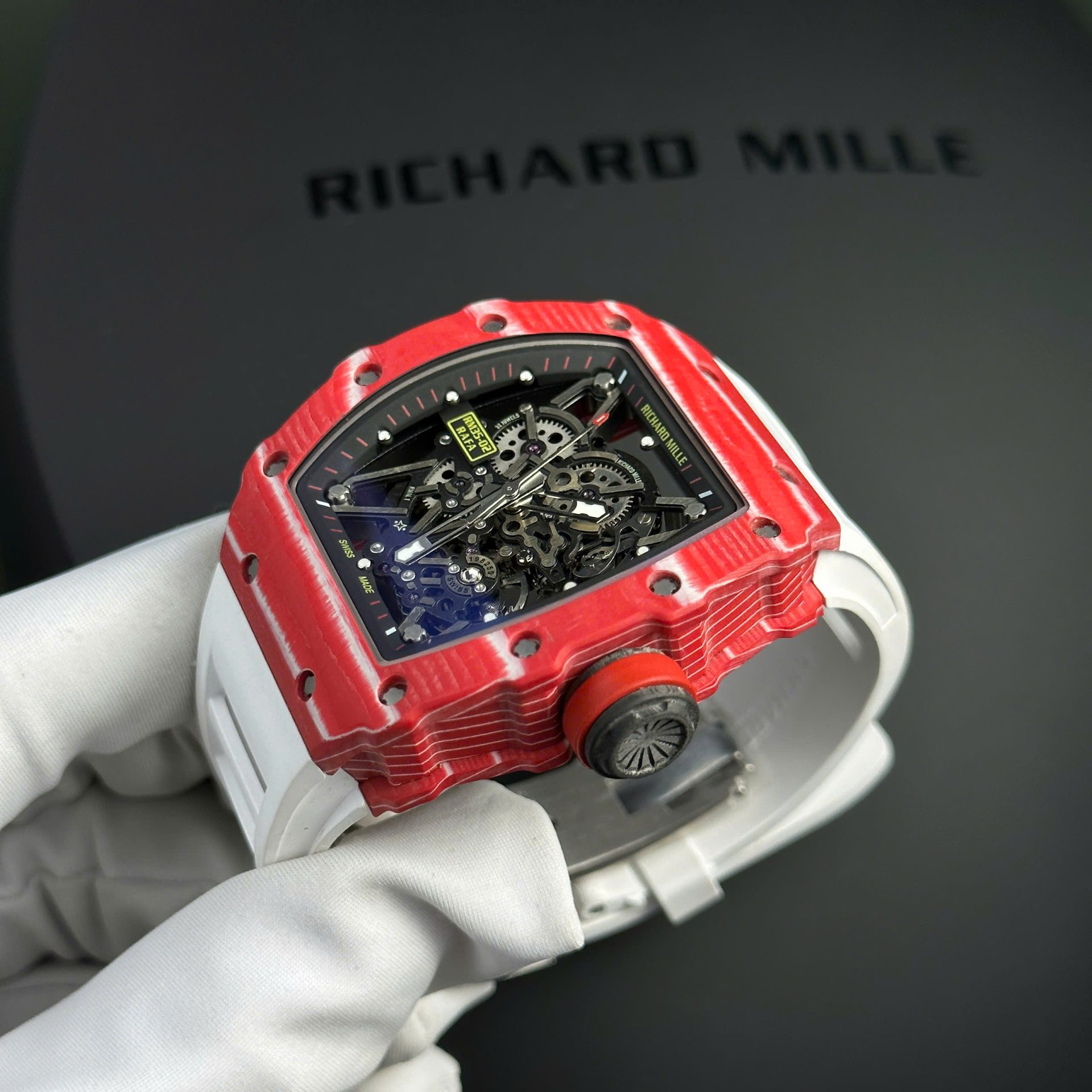replica Richard Mille Replica Watch RM12-01 Tourbillon Sapphire Rubber Strap 44mm WATCHES 4 