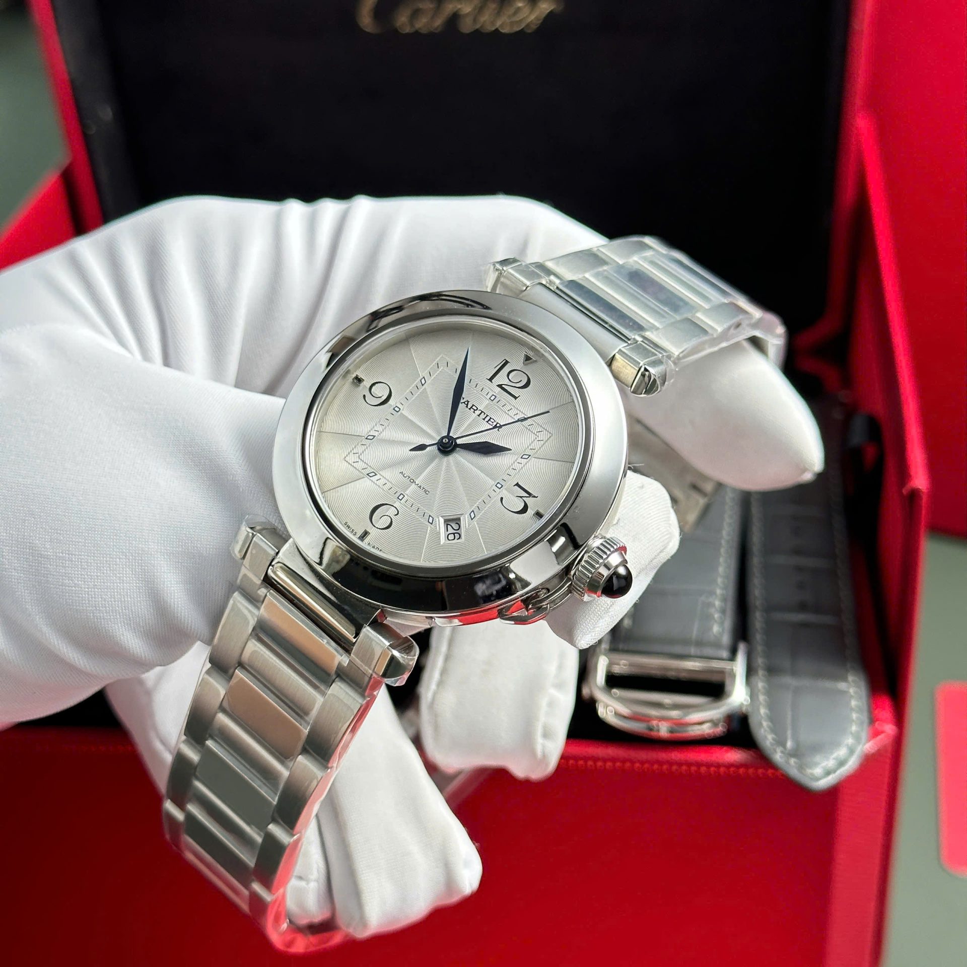 replica Cartier Santos Replica Watch Full CZ Metal Wire 39.8mm WATCHES 5 