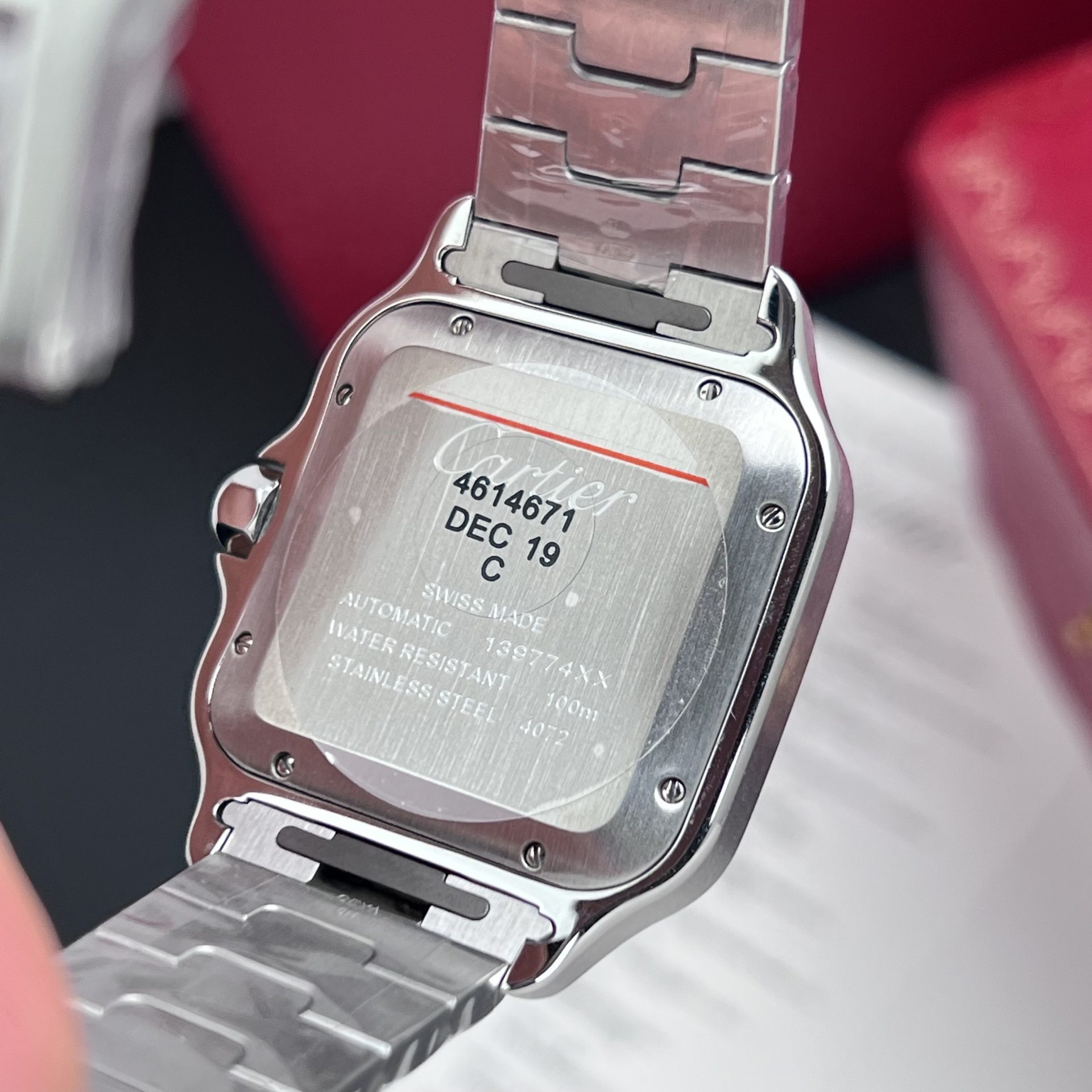 replica Cartier Replica Watch Santos Dumont WJSA0017 Red Leather Strap 38×27.5mm WATCHES 5 