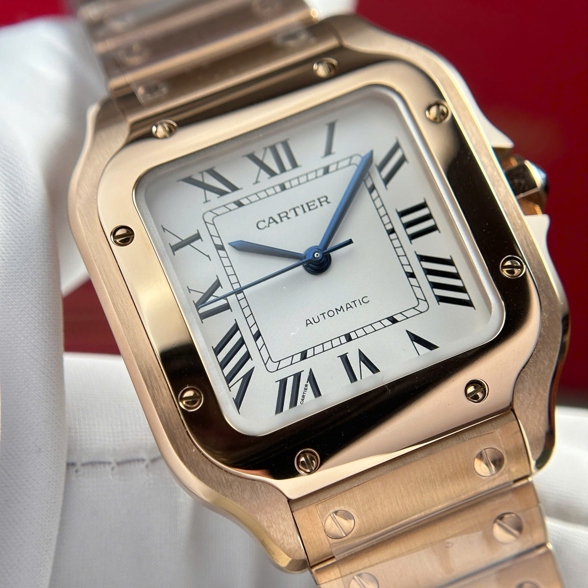 replica Cartier Replica Watches Santos Black Dial Roman Numeral Pile BV Factory 39.8mm WATCHES 5 