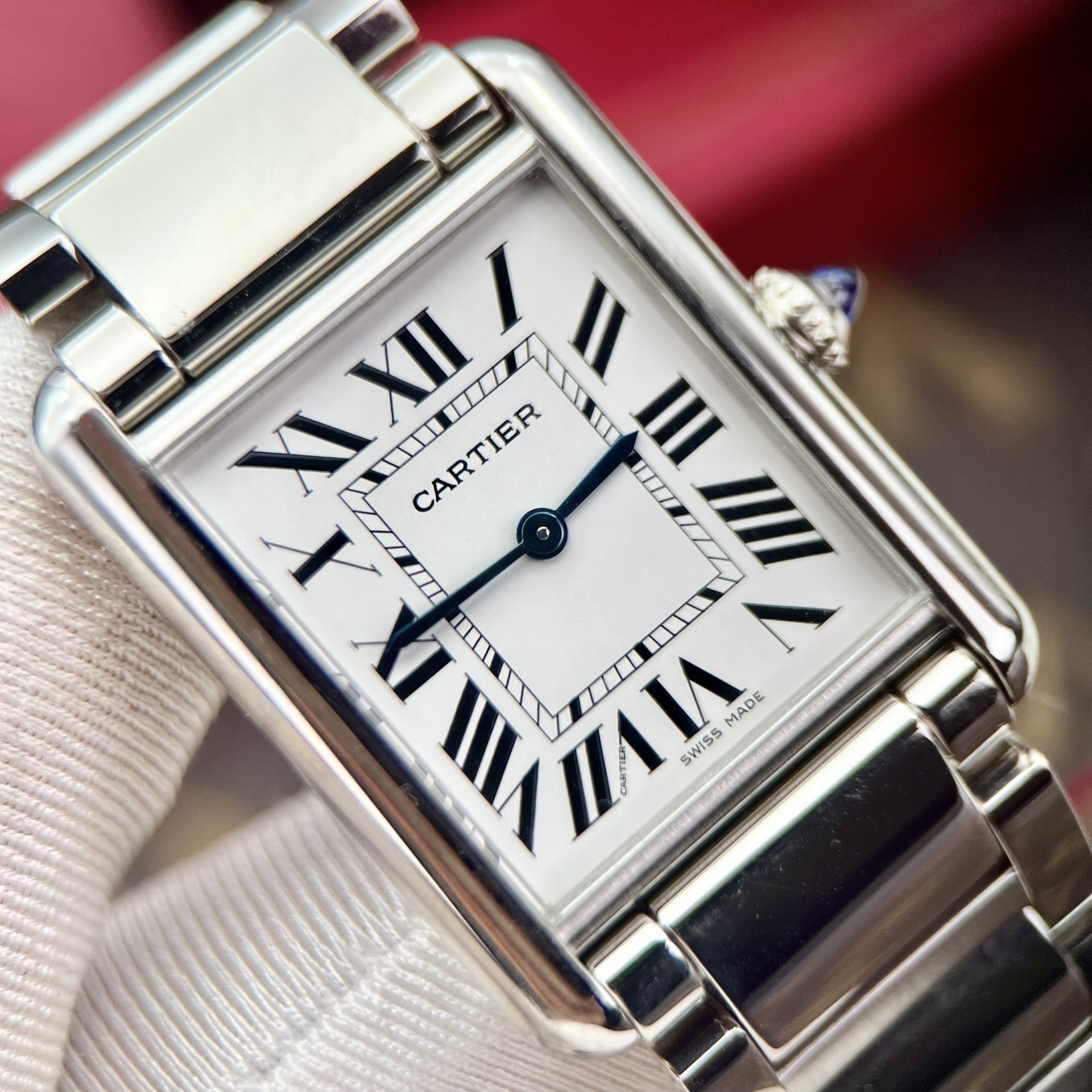 replica Cartier Santos Replica Watch Blue Dial Custom Moissanite Diamonds 39.8mm WATCHES 5 