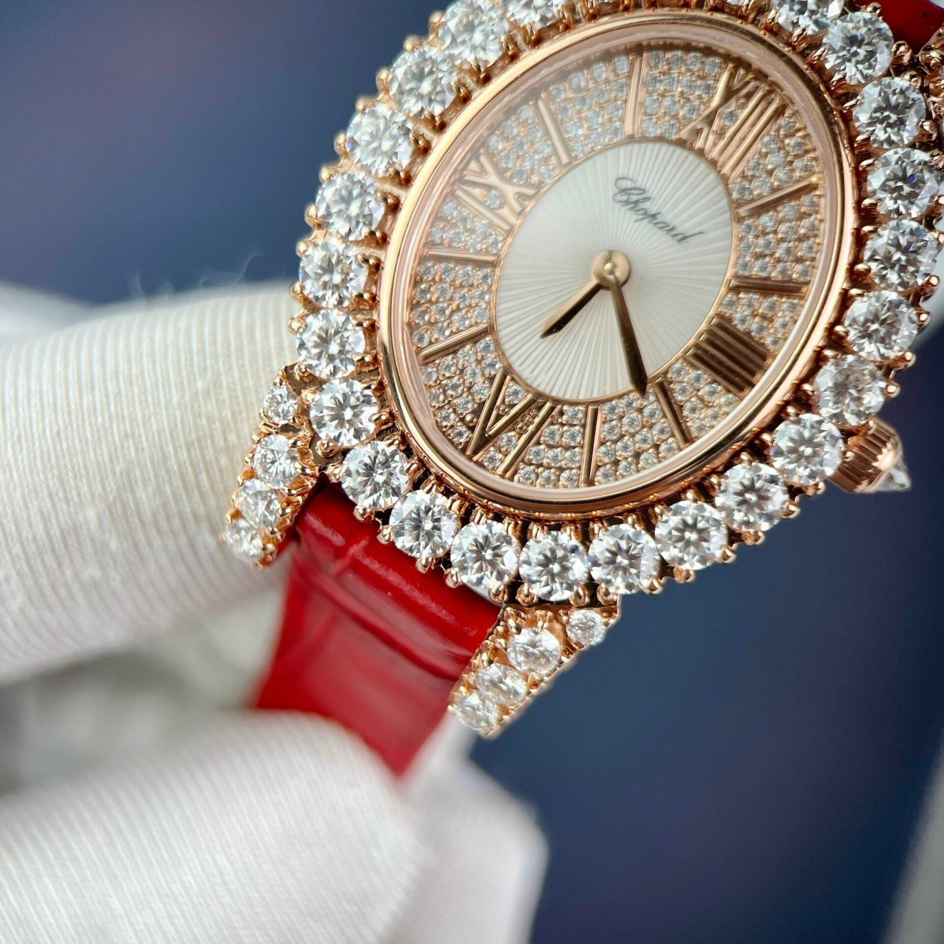 replica Chopard Replica Watch With Moissanite Diamond Leather Strap 30mm WATCHES 5 