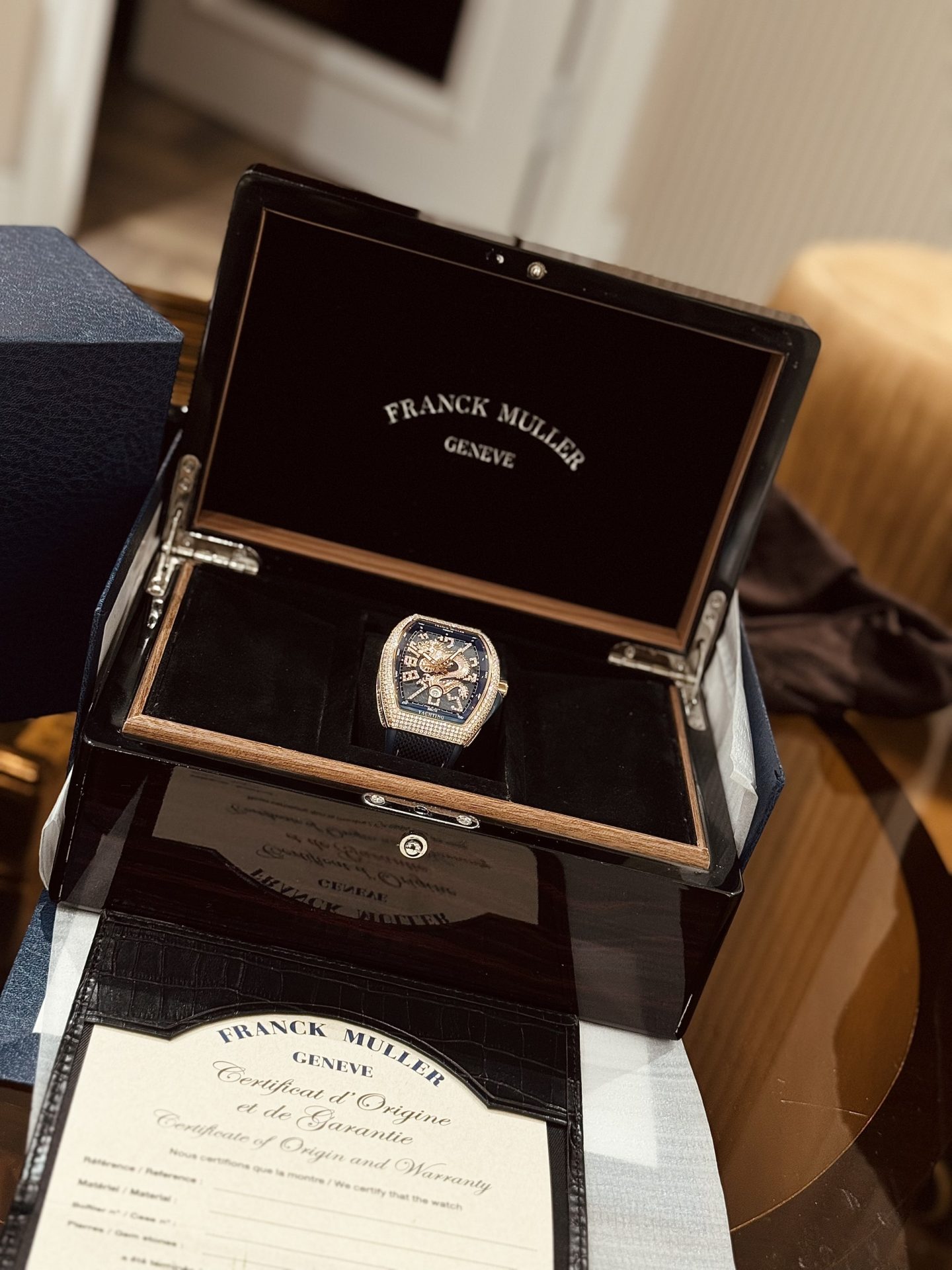 replica Franck Muller Vanguard V45 Replica Watch With Full RoseGold Diamonds ABF 45mm WATCHES 5 