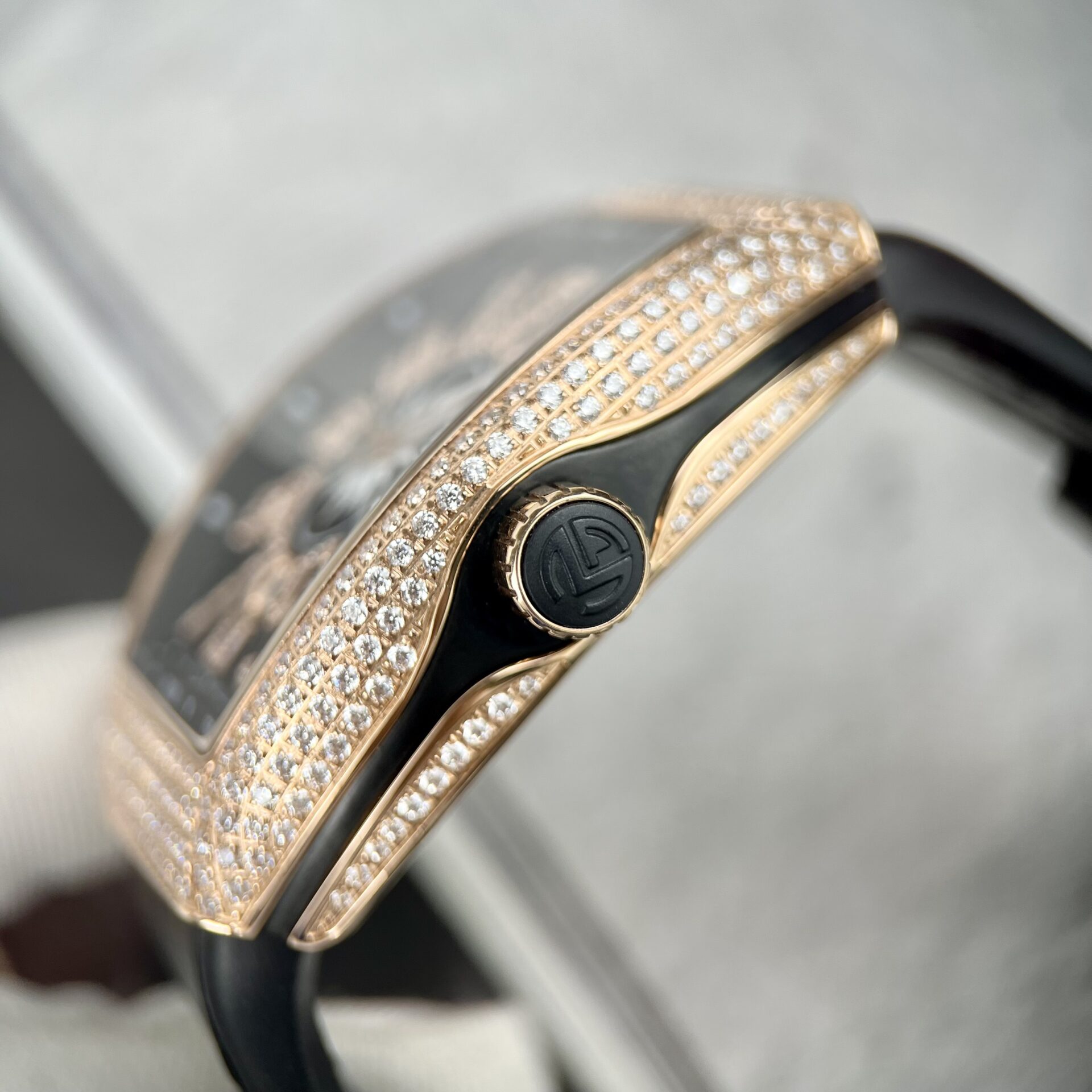 replica Franck Muller Vanguard V45 Replica Watch With Full RoseGold Diamonds ABF 45mm WATCHES 5 