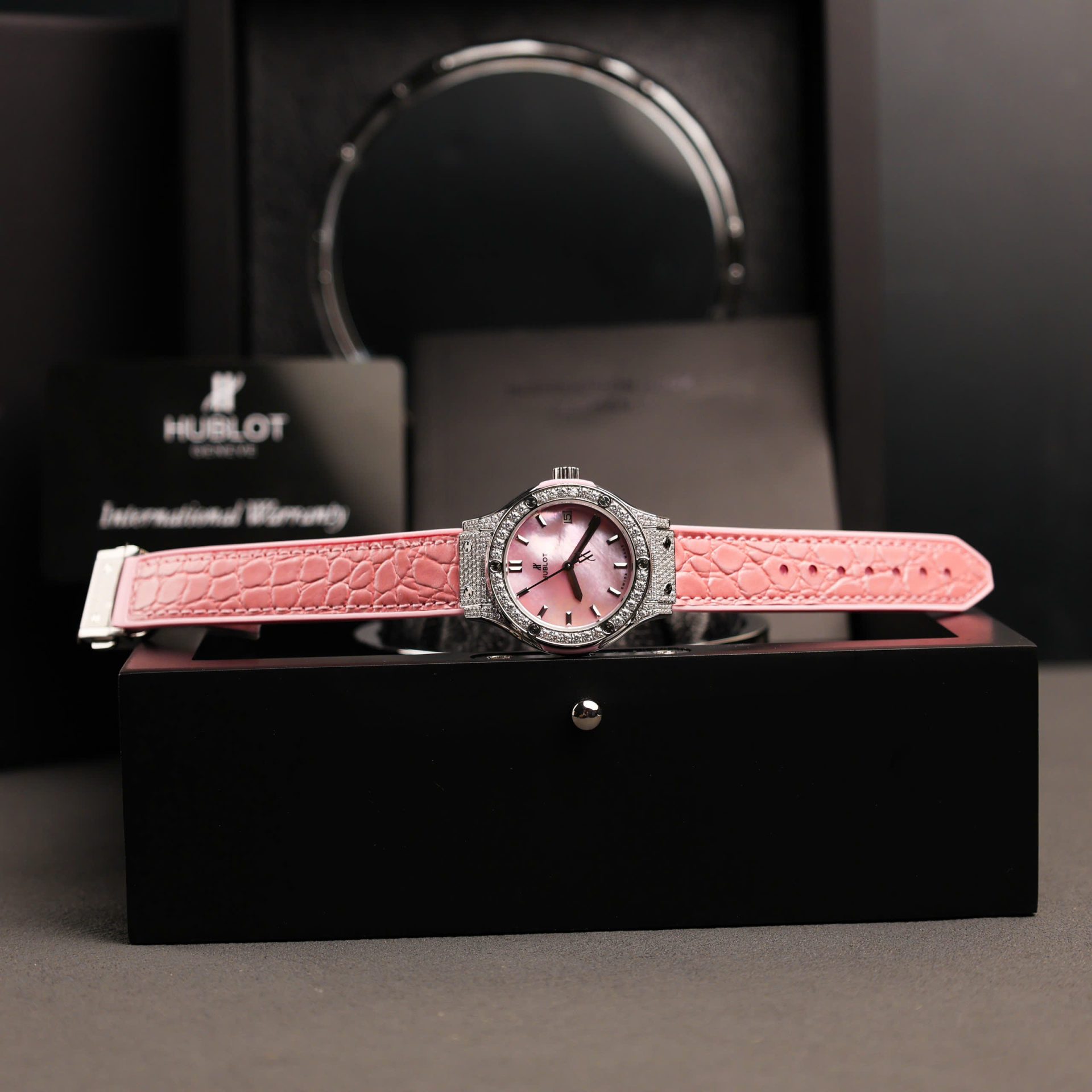 replica Hublot Replica Watch Classic Fussion Custom Blue Dial Moissanite Diamonds 33mm WATCHES 5 