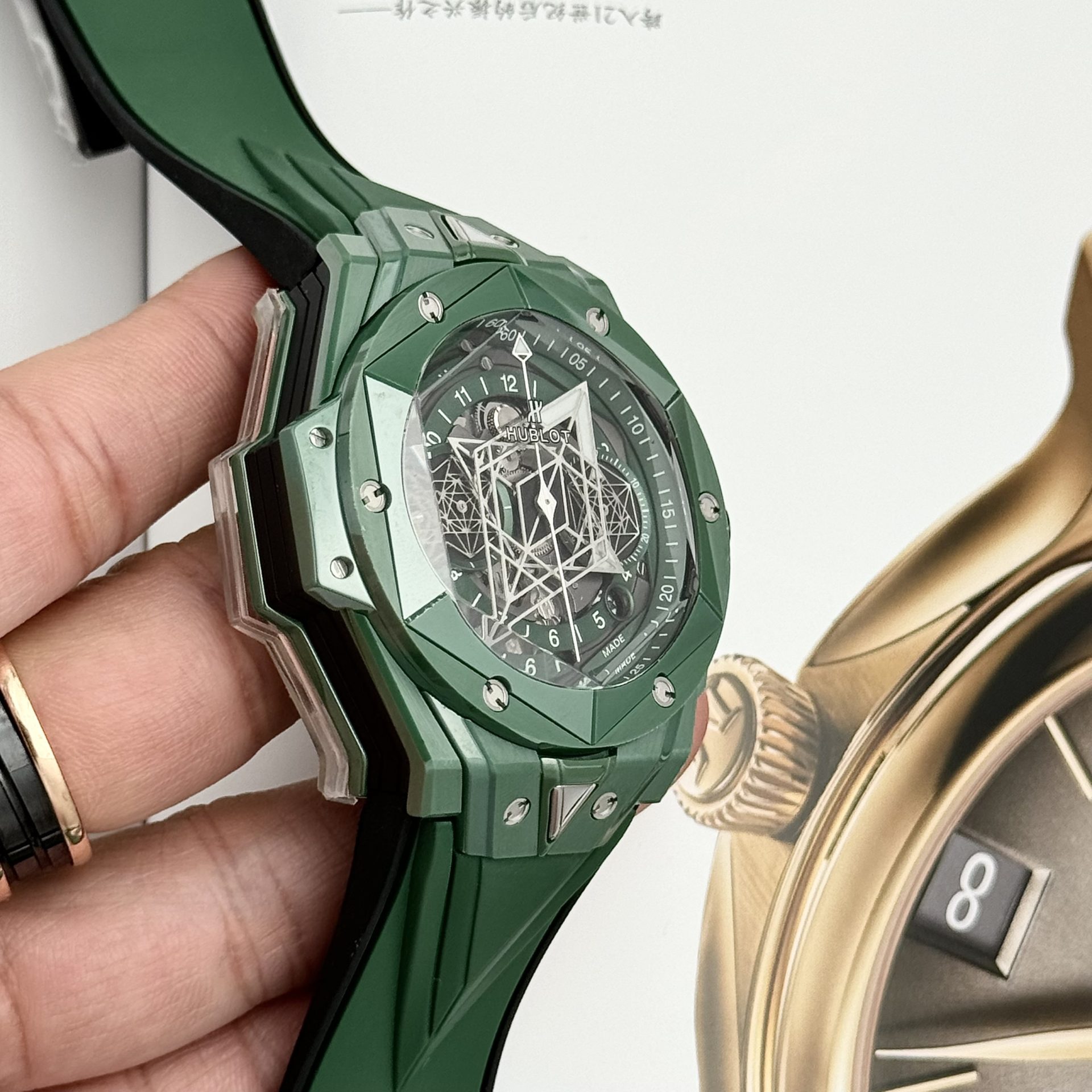 replica Hublot Best Replica Watch Square Bang King Gold Custom Moissanite Diamonds BBF 42mm WATCHES 5 