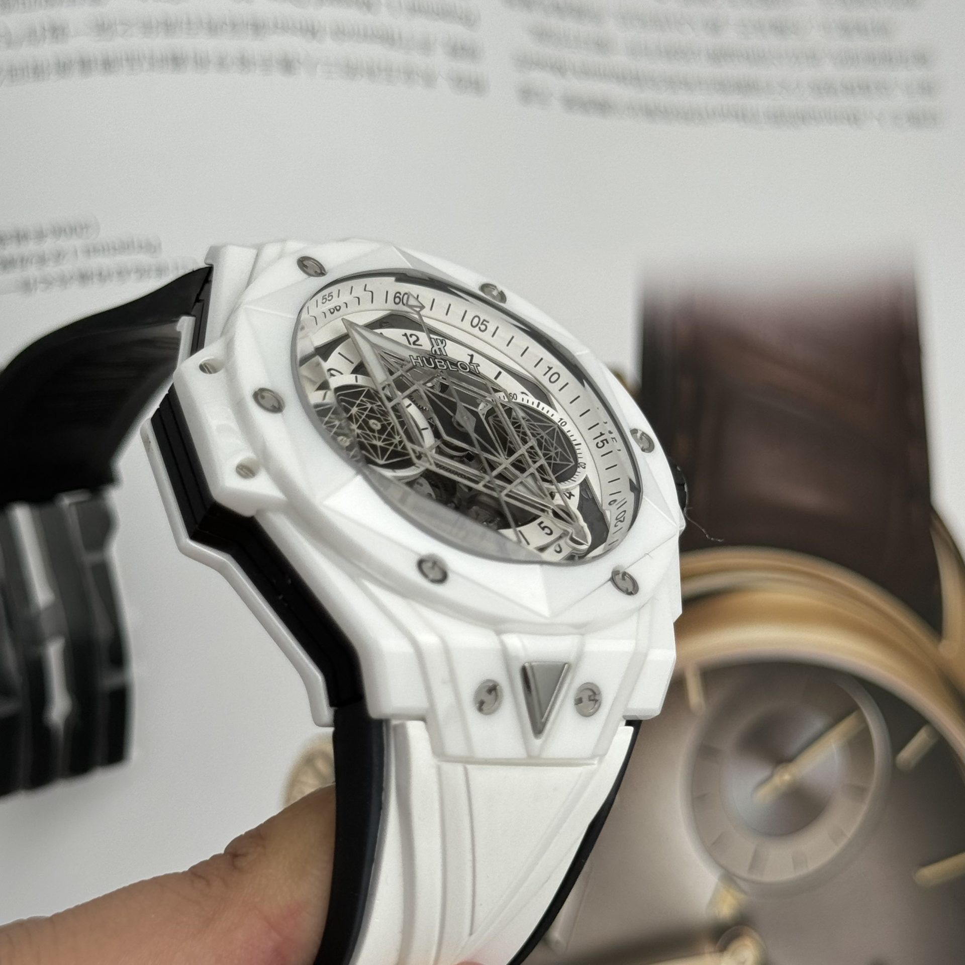 replica Hublot Replica Watches Square Bang Unico Ceramic White BBF Factory 42mm WATCHES 5 