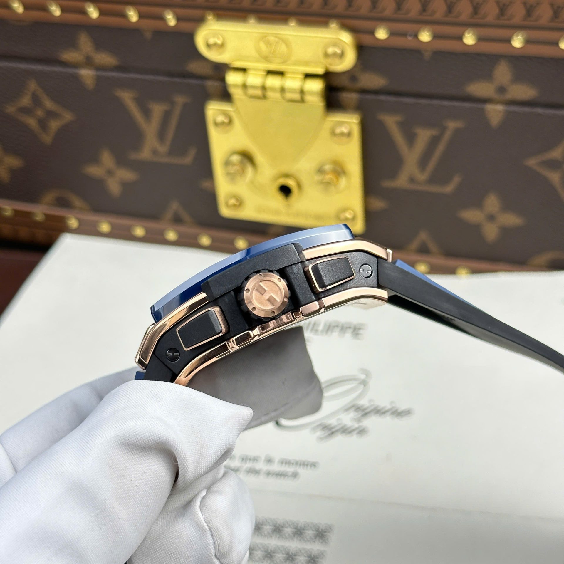 replica Hublot Replica Watch Classic Fussion Custom Blue Dial Moissanite Diamonds 33mm WATCHES 5 