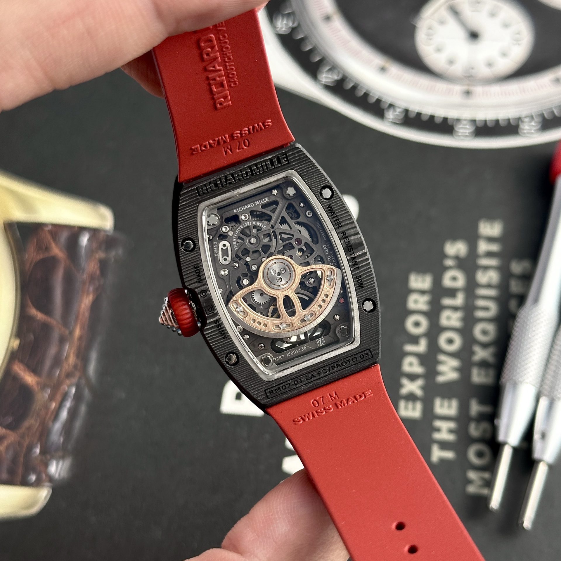replica Richard Mille Replica Watch RM51-02 Rose Gold Rubber Strap 40mm WATCHES 5 