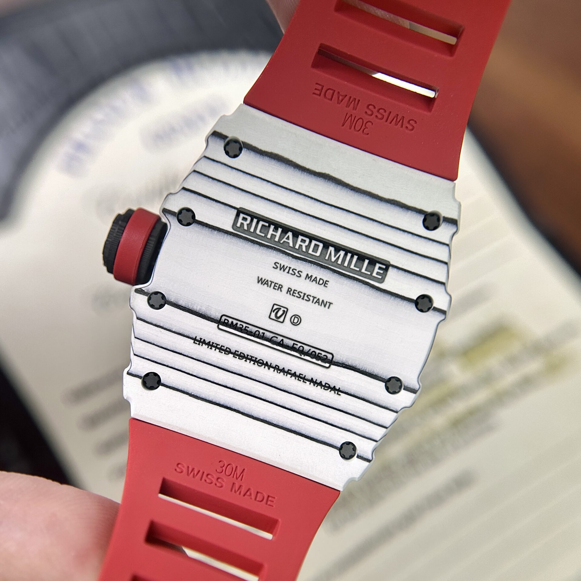 replica Richard Mille Best Replica Watch RM07-01 Red Carbon Rubber Strap 32x46mm WATCHES 5 