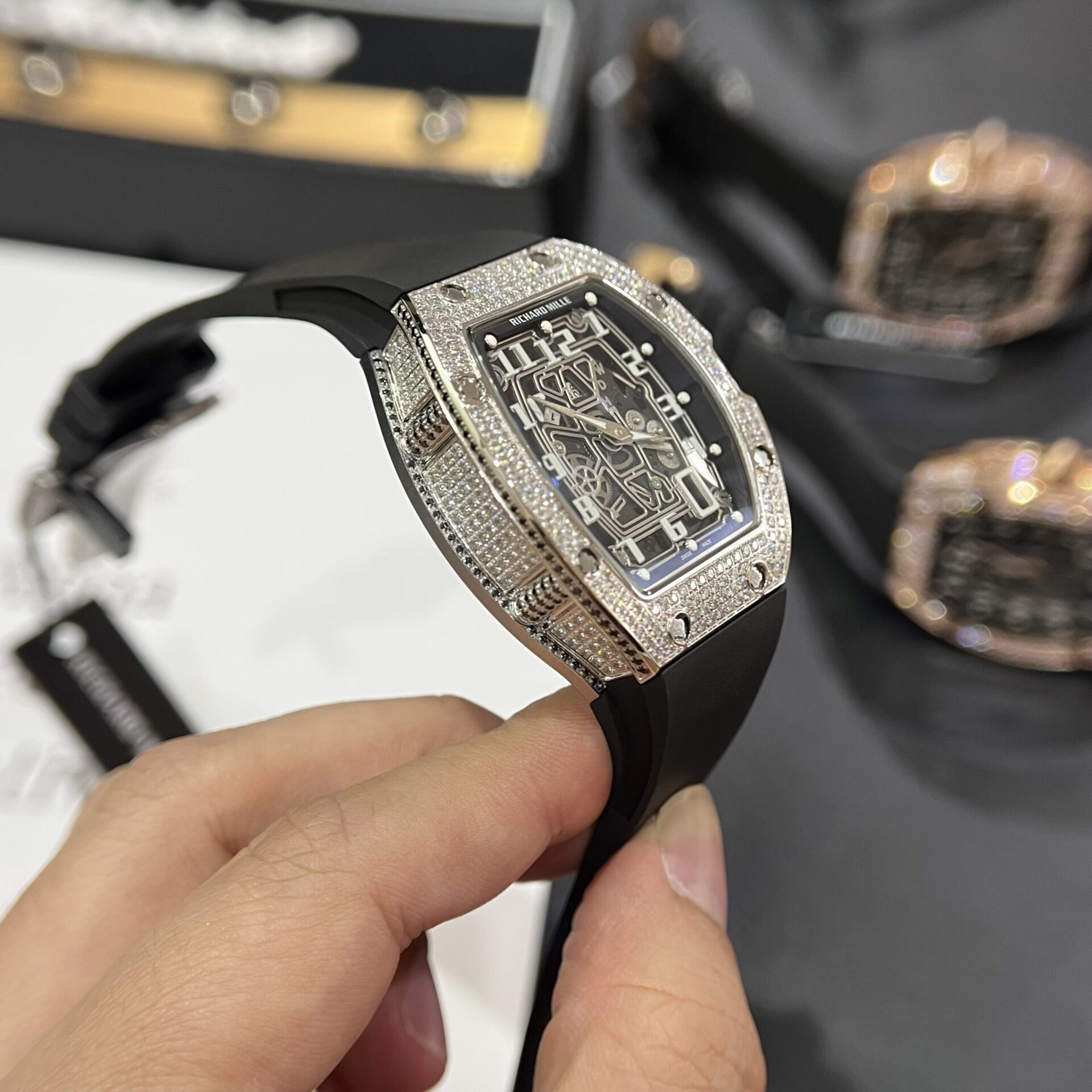 replica Richard Mille Replica Watch RM055 Carbon White Rubber Strap 45mm WATCHES 5 