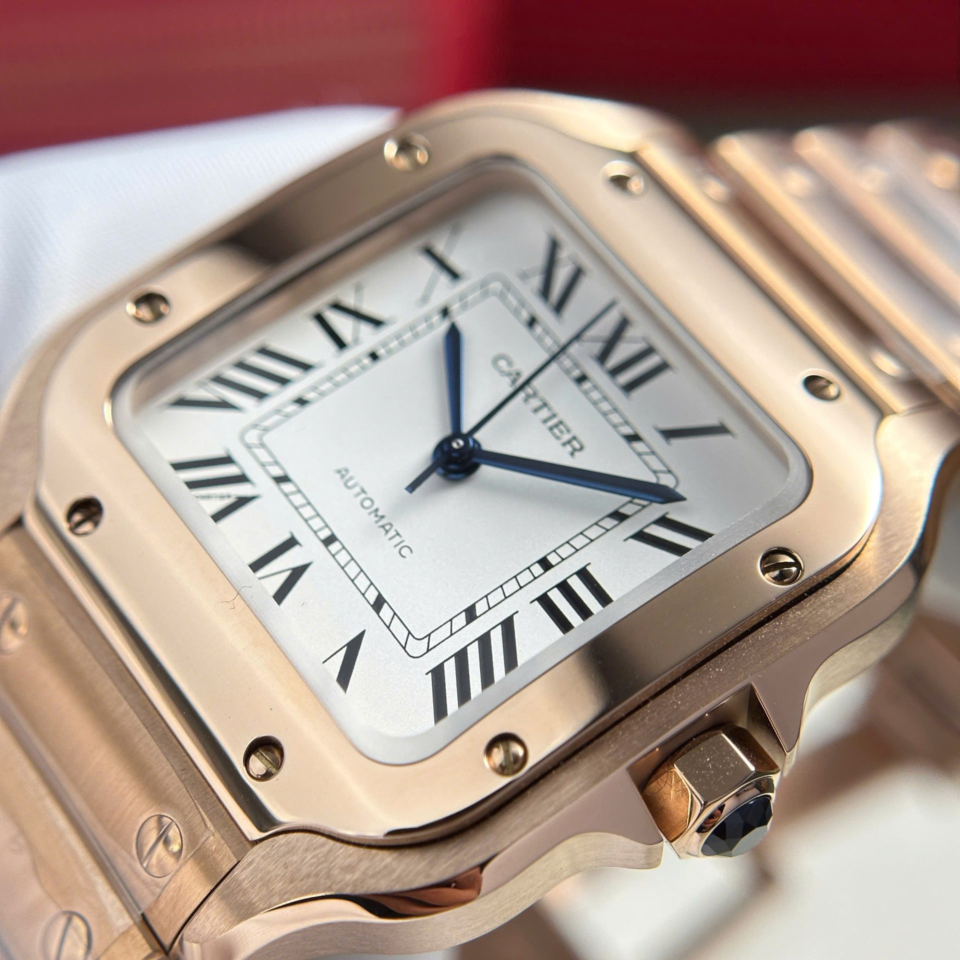 replica Cartier Replica Watches Santos Black Dial Roman Numeral Pile BV Factory 39.8mm WATCHES 6 