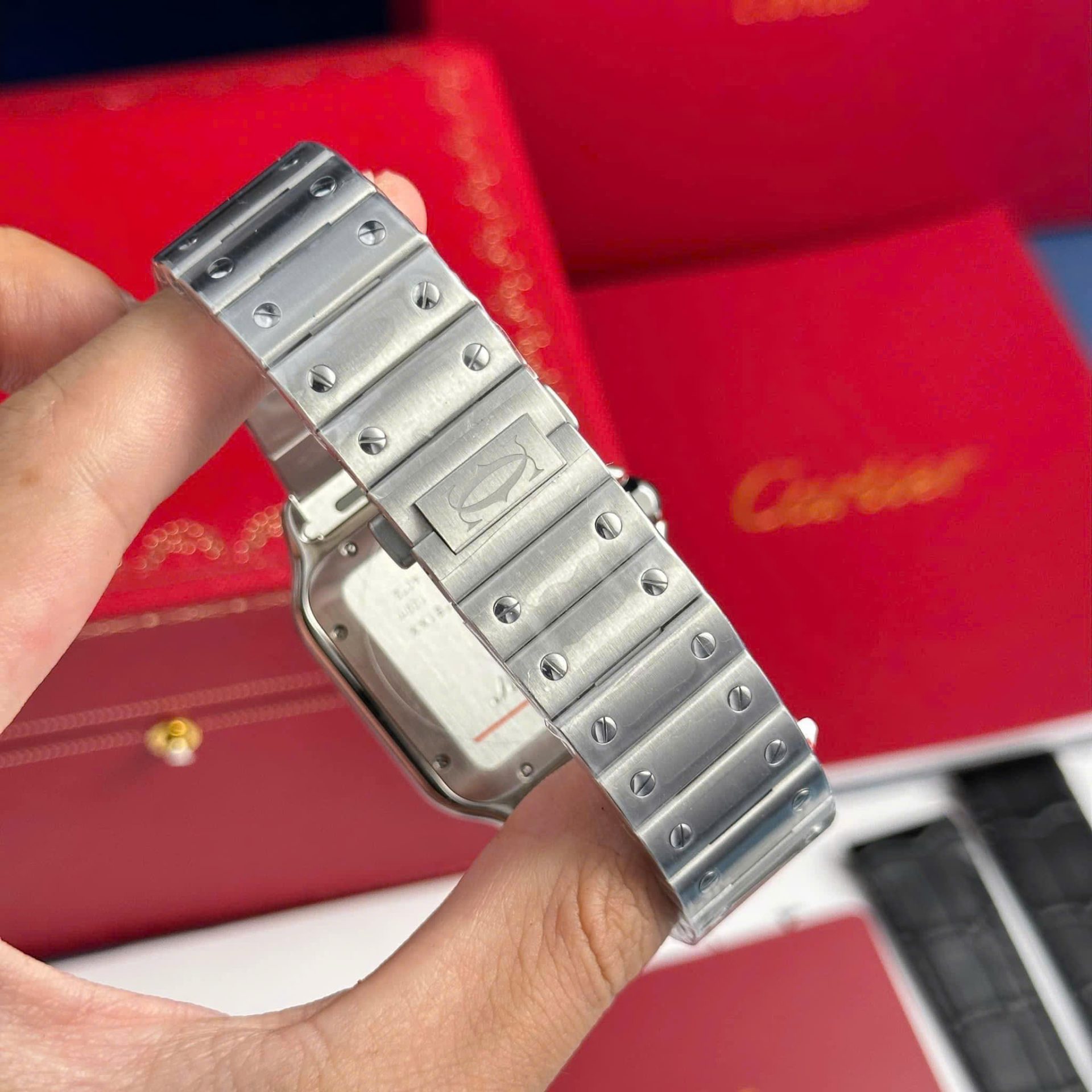replica Cartier Replica Watch Santos Dumont WJSA0017 Red Leather Strap 38×27.5mm WATCHES 6 