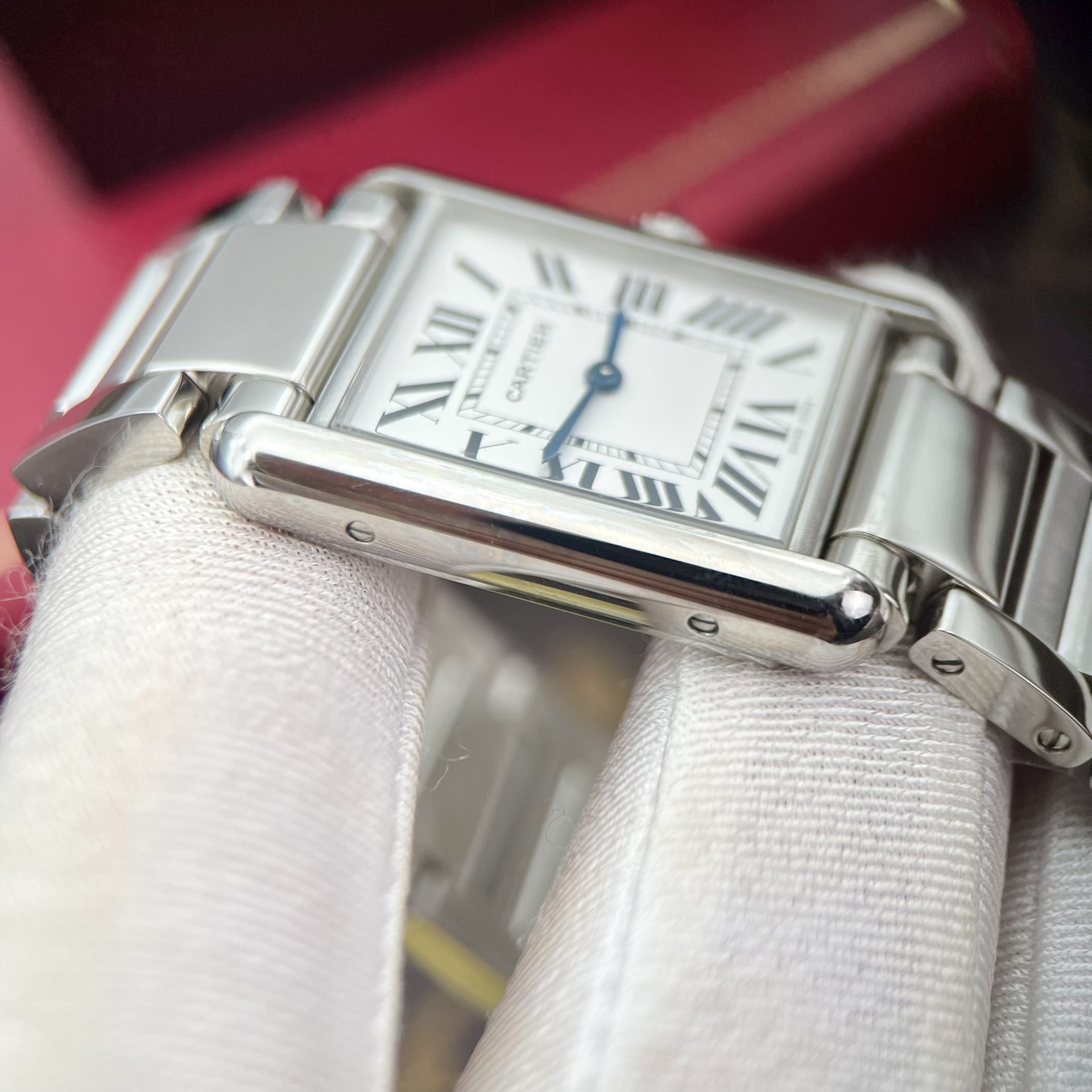 replica Cartier Santos Replica Watch Blue Dial Custom Moissanite Diamonds 39.8mm WATCHES 6 