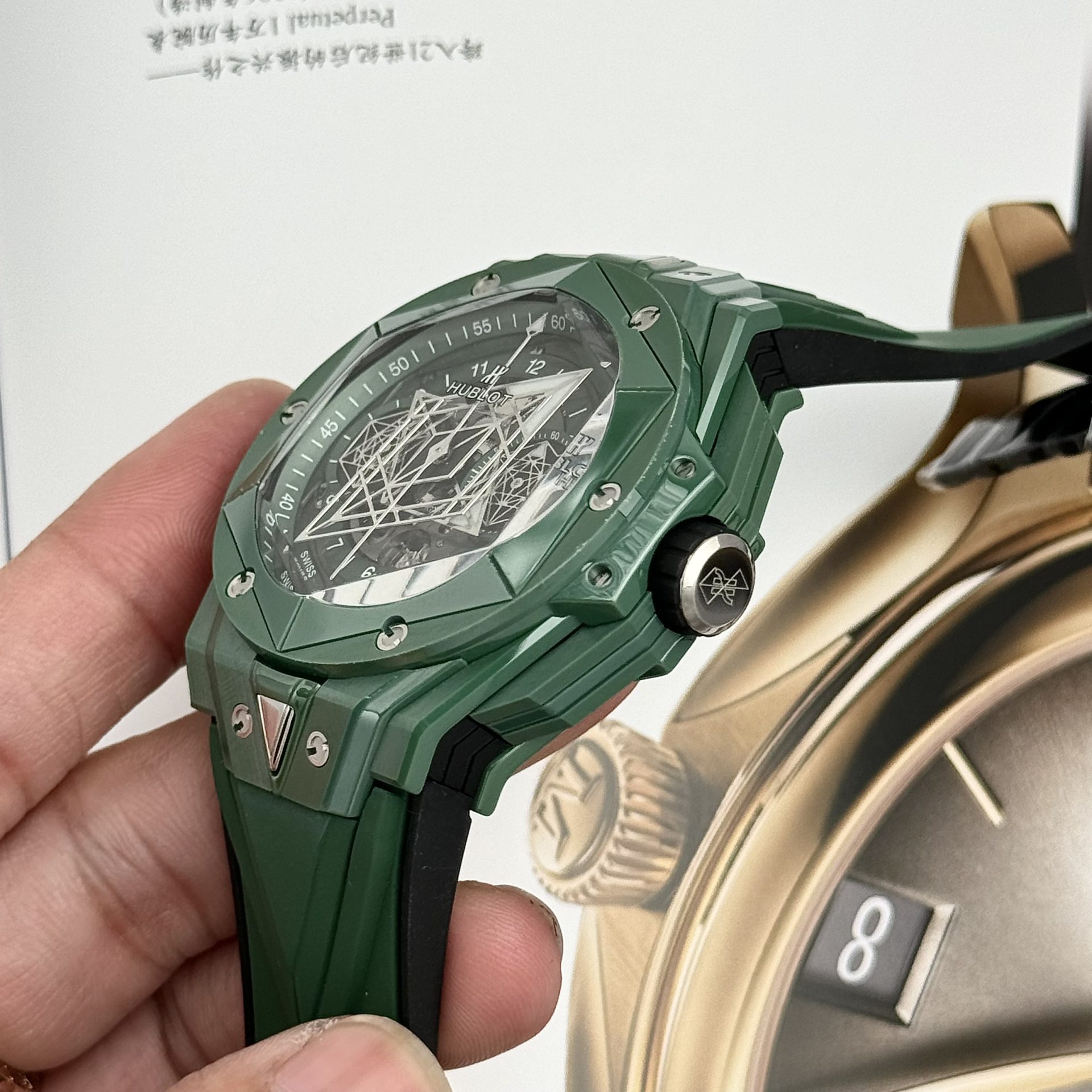 replica Hublot Best Replica Watch Square Bang King Gold Custom Moissanite Diamonds BBF 42mm WATCHES 6 